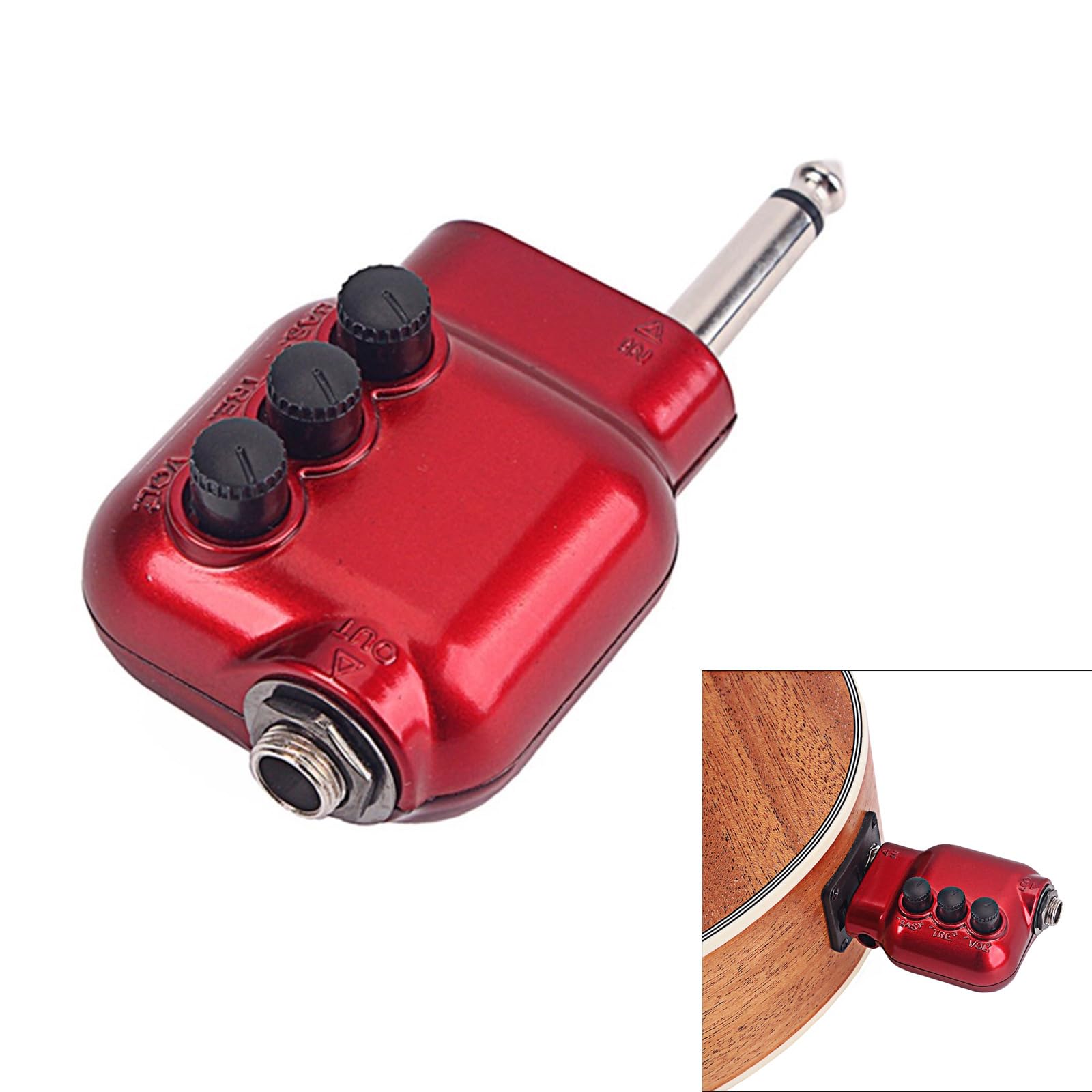 Preamplificatore per chitarra acustica dimensioni compatte Chitarre sostitutive Pickup EQ Equalizzatori Preamplificatore da 6, 35 mm Resistente per chitarra Strumento musicale Parte