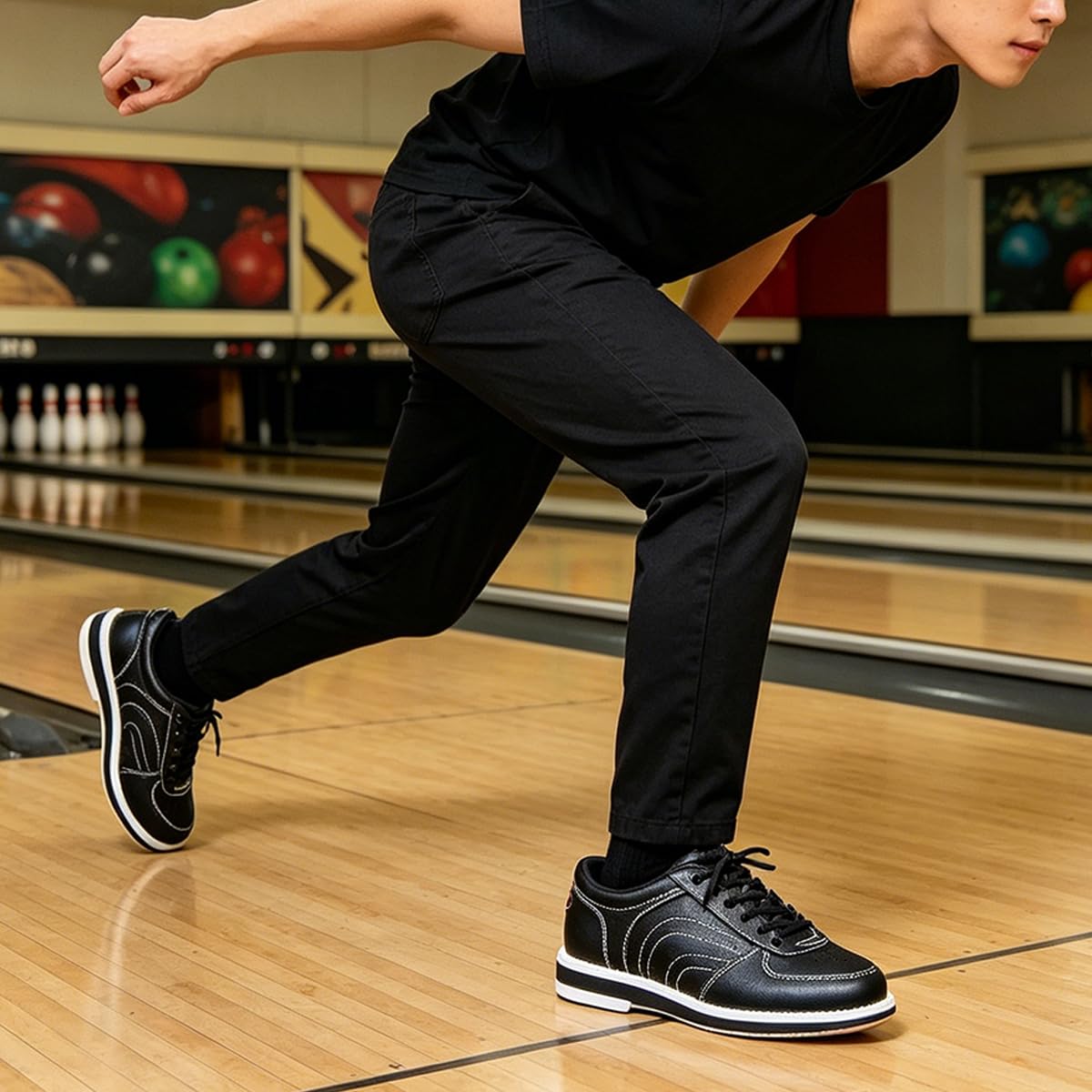 Scarpe da Bowling Uomo, Scarpe da Bocce in Pelle Lightweight Traspirante per i Principianti e Giocatori amatoriali