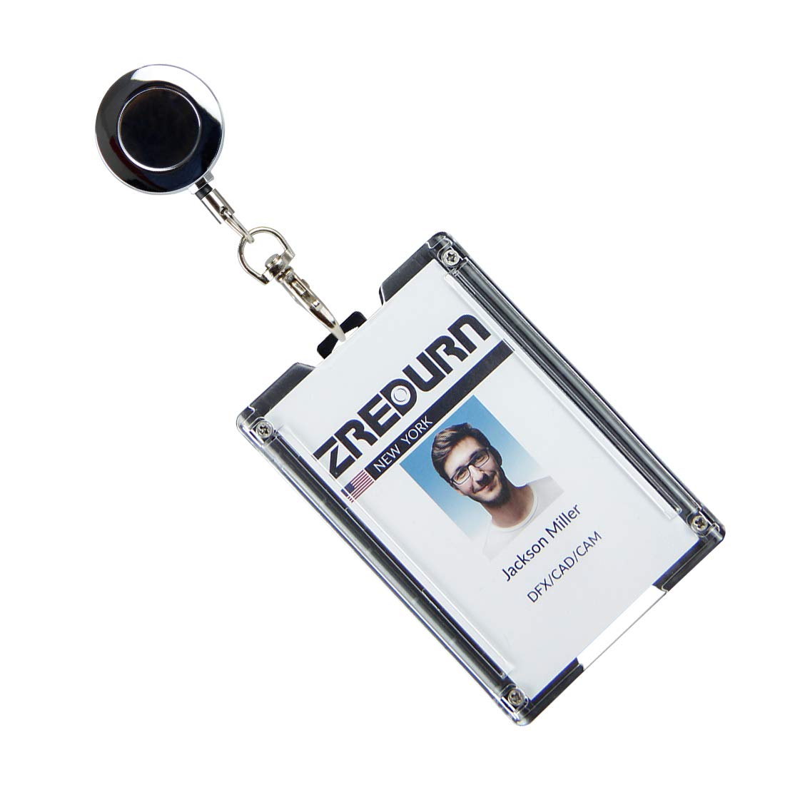 Lahawaha Badge Holder with Clip,Durable Polycarbonate ID Card Holder Holds 1 to 4 Cards (Black)