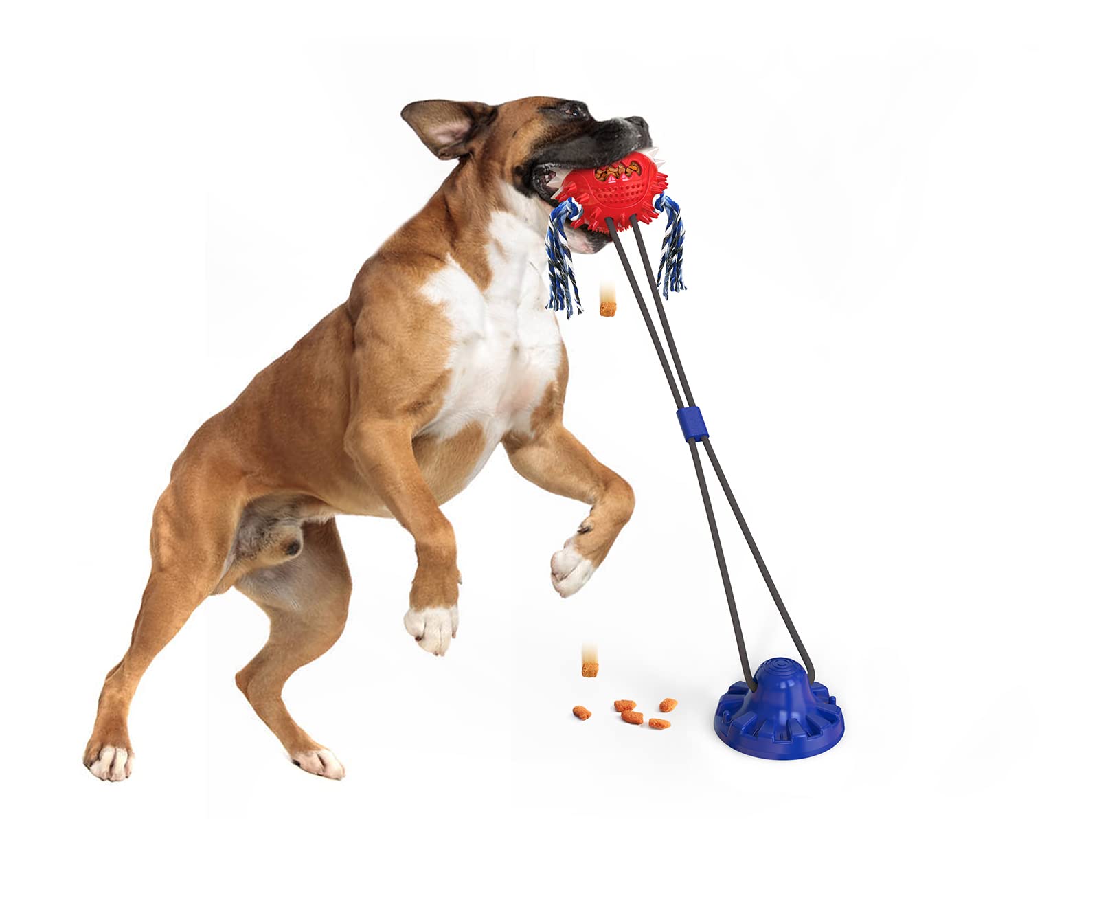 Juguete para perros con ventosa, rompecabezas interactivo para tirar de la guerra, juguete para mascotas, bola chirriante con cuerda de algodón para masticadores agresivos medianos y grandes
