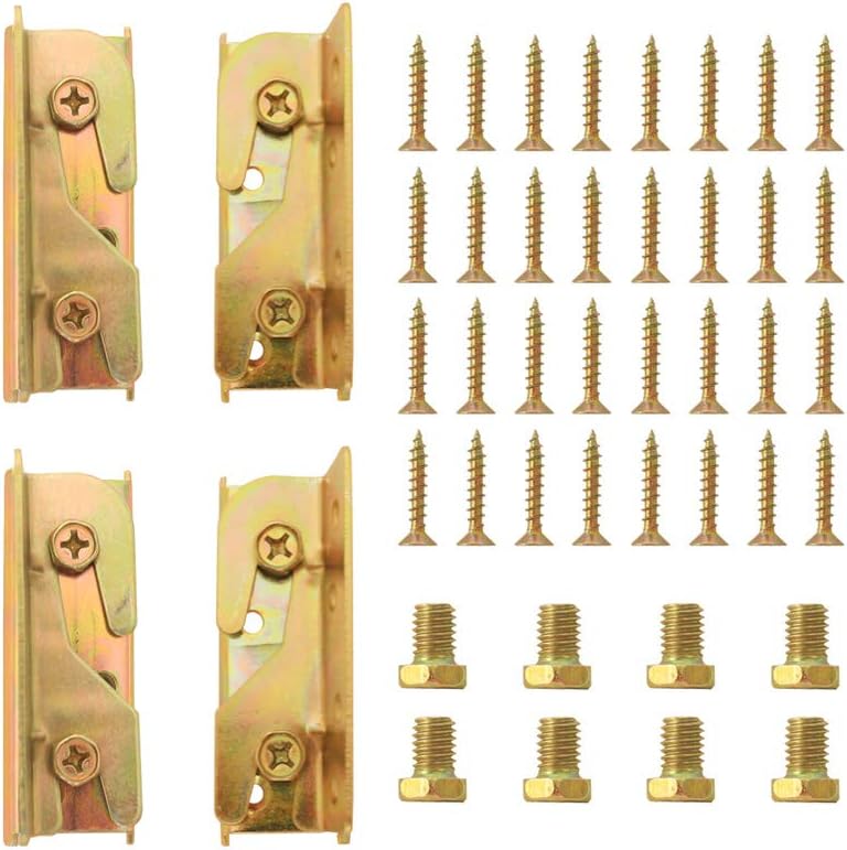Bed Frame Hardware - Bed Rail Brackets Set of 4, Heavy Duty Non-Mortise for Wood Bed Frame Headboards Footboards with Screws