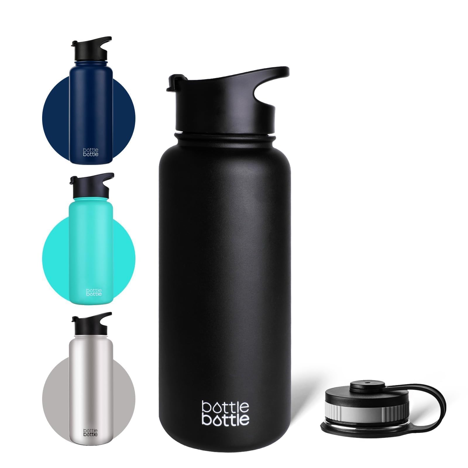 Amazon | 水筒 1000ml ステンレス 真空断熱 持ち手付き 2点フタ付き 直