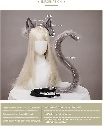 Miniatura 4 de Angela0123 - Juego de 1 juego de orejas de dibujos animados y cola para mascarada, Halloween, gato, cosplay, fiesta, disfraz de oreja, lolita