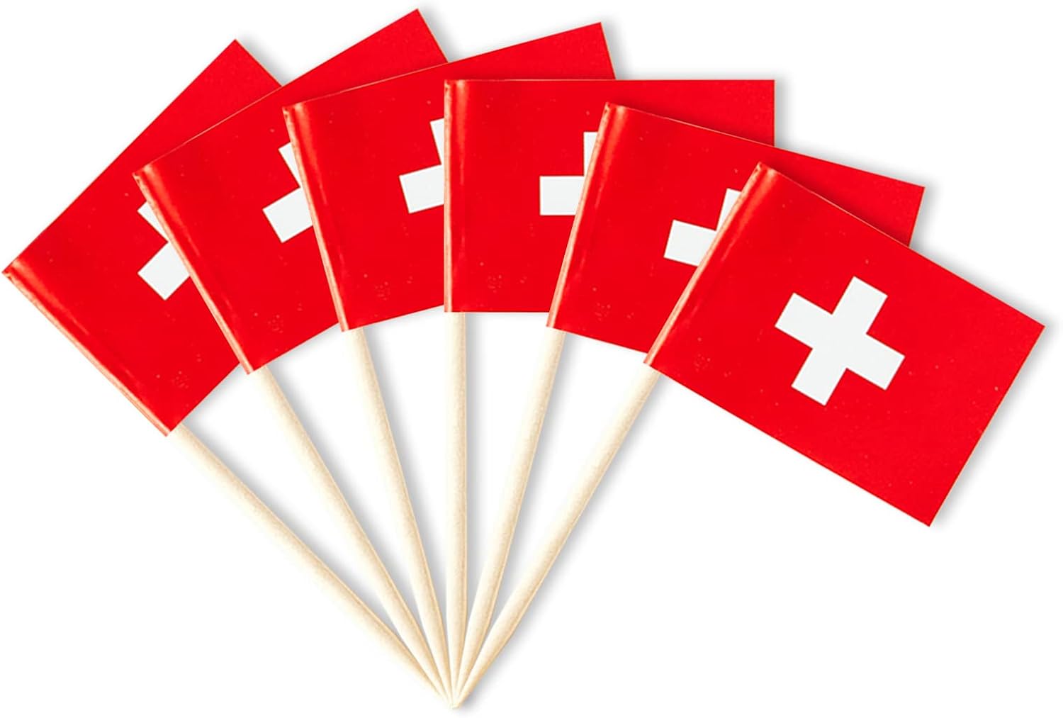 Switzerland Flag Small Mini Swiss Flag Toothpicks for Party Appetizers, Cupcakes, Cakes, and Food, Perfect for National Holidays, Sports Events, and Themed Parties