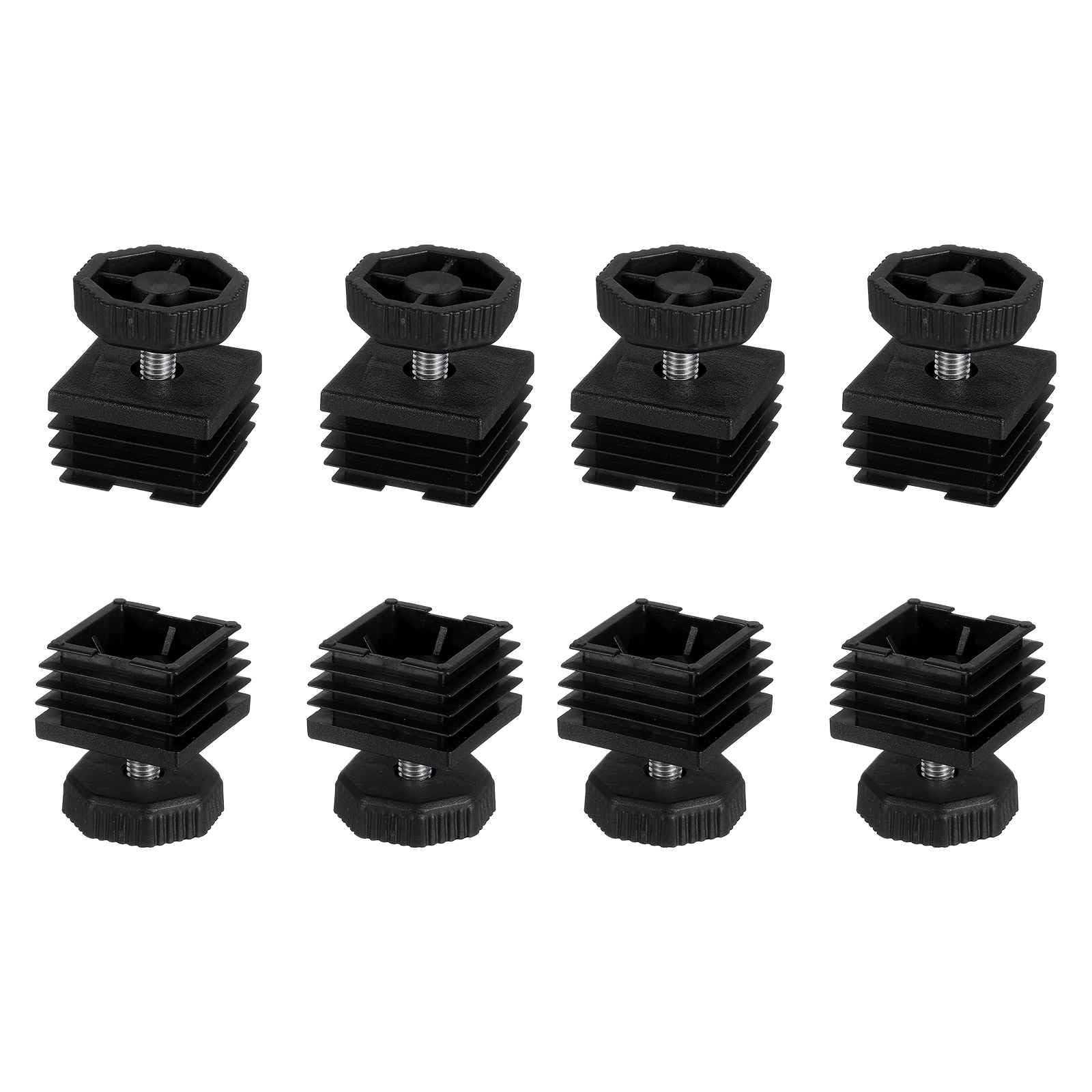 DTGN 38x38mm(LxW) Adjustable Leveling Feet - 8Set - Good for Furniture - Square Insert Kit Furniture Glides - Black