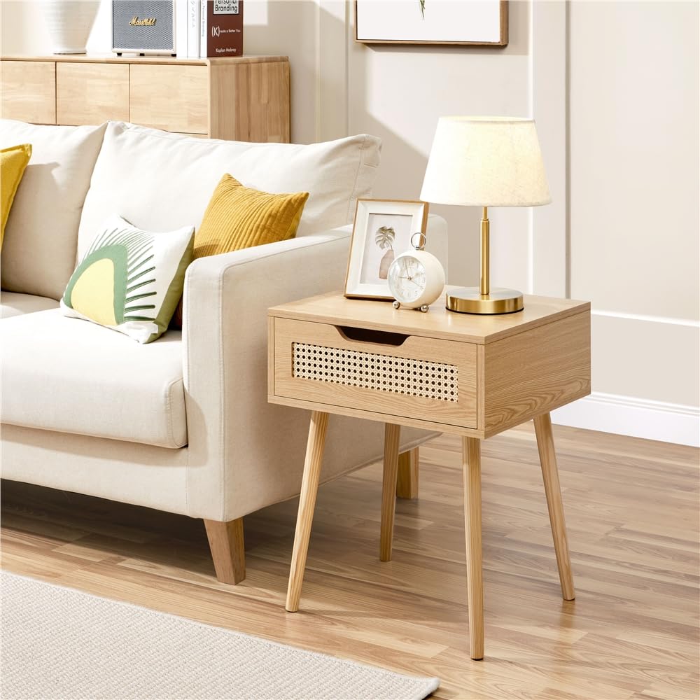 Yaheetech 2 Tables de Chevet Table de Nuit 48,5x41x58 cm Marron Clair