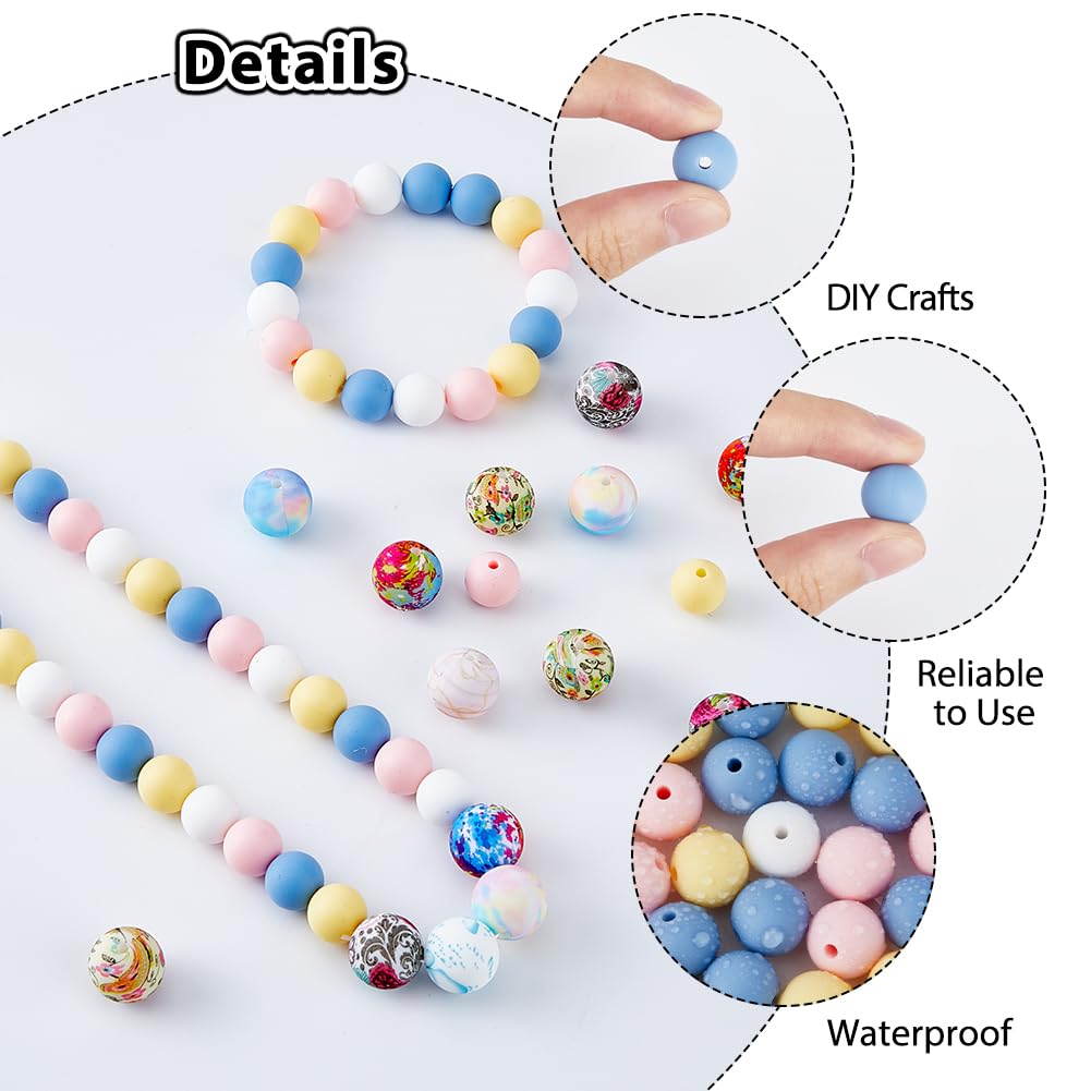 Perles Silicone Craftdady Lot De 80 Perles Rondes En Silicone Pour La Fabrication De Porte- Clés, Bijoux, Bracelets, Colliers - Bleu - 15 Mm Perles Pour Porte Clé