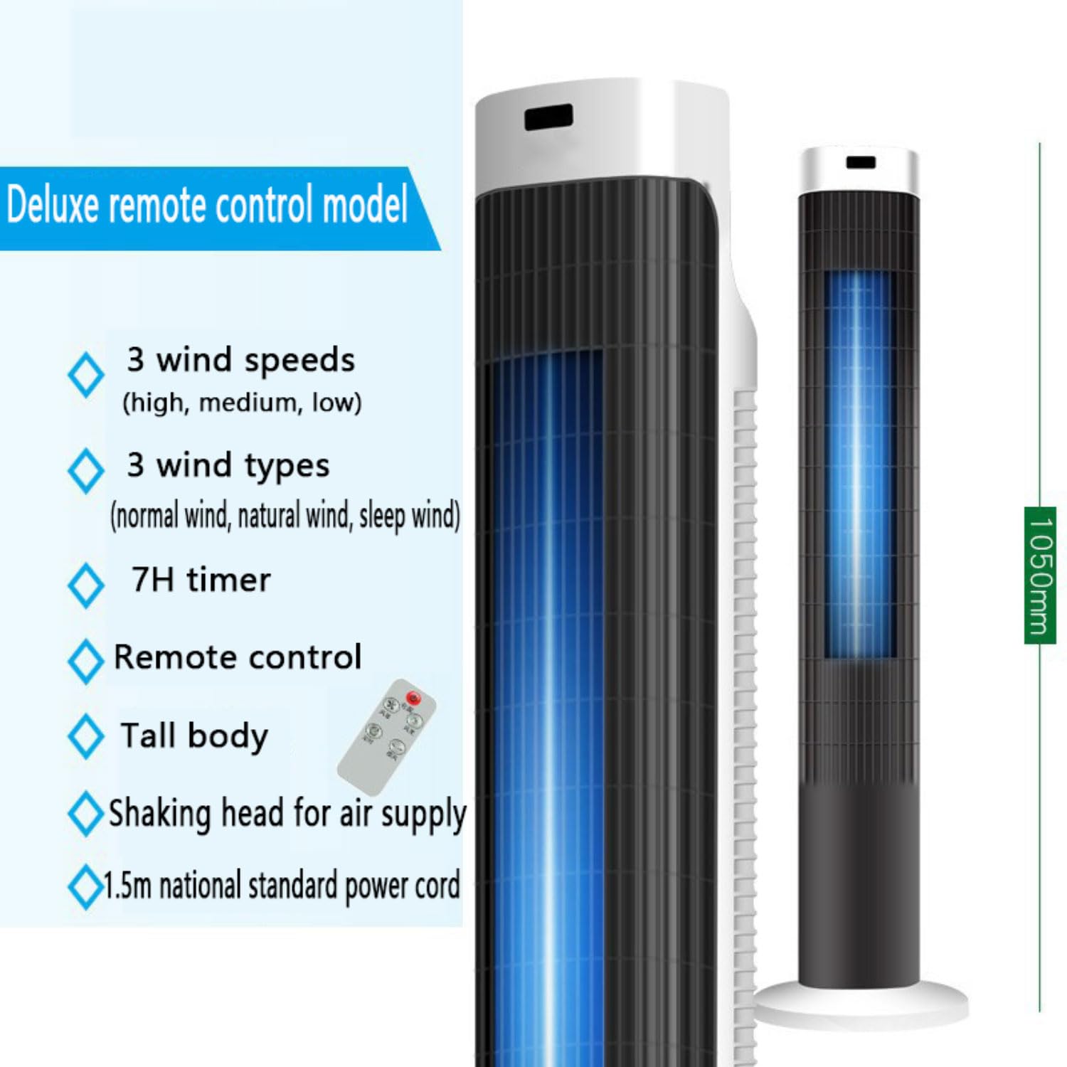 Aire acondicionado portátil 3 en 1, ventilador de torre oscilante de 80 pulgadas, 3 velocidades, temporizador de 7 horas, enfriador de aire silencioso para casa, oficina, viajes