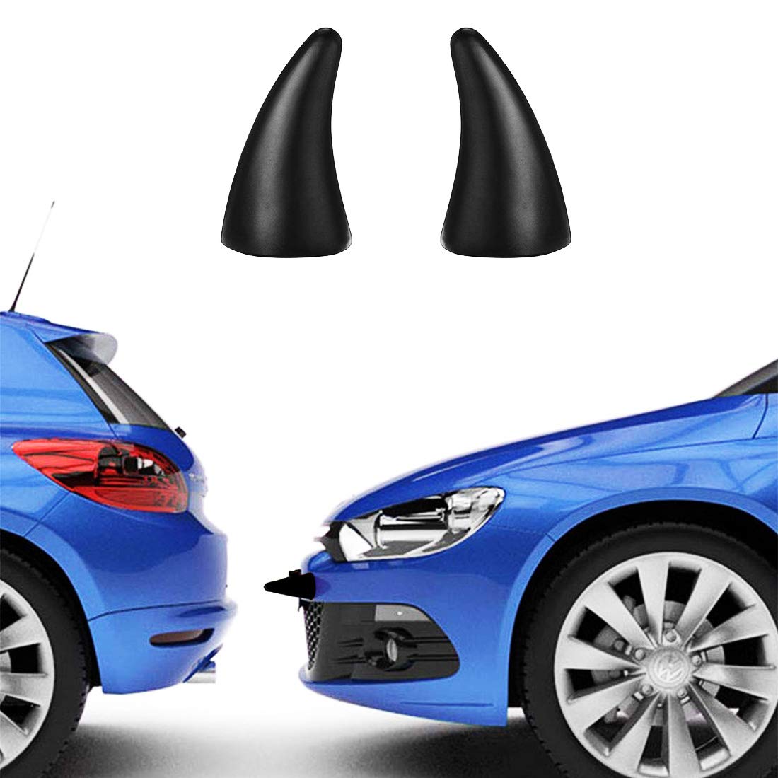 YGMONER Car 3D Devil Horns Sticker (Easy to Find Car in The Parking Lot) Halloween Car Roof Decor Elasticity Foam Bull Horns (): Classic Black