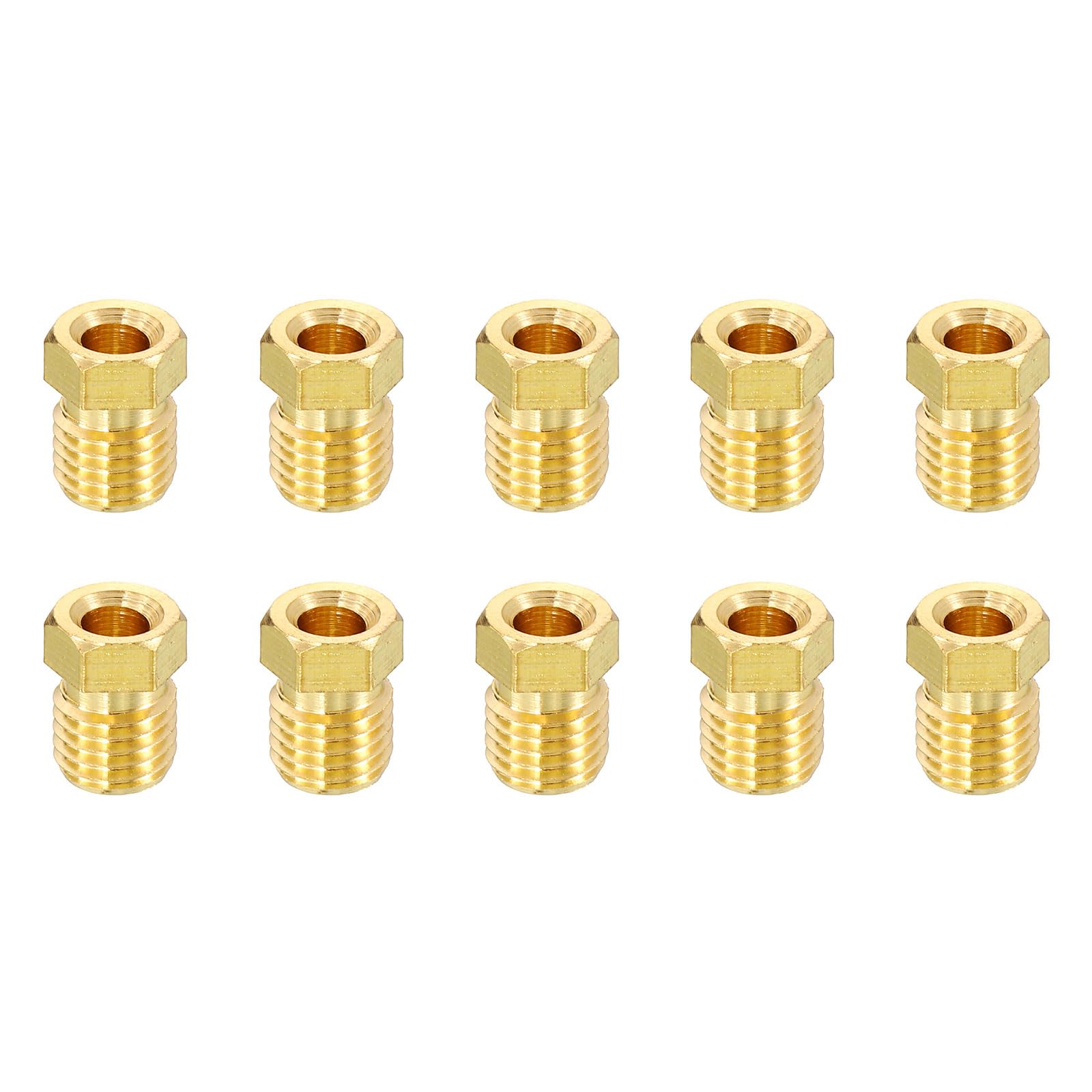 uxcell 10Pcs Fit for 4mm Tube Brass Nut, Oil Pipe Nuts Brass Compression Tube Nut Fittings for Water Oil Air Pipe