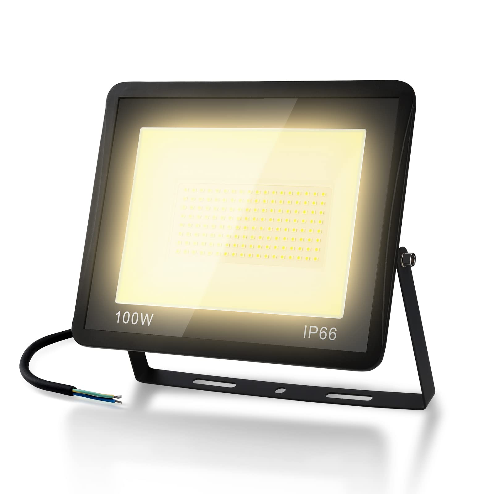 Sonnewelt 100W Outdoor LED proiettore IP66 impermeabile faretto LED esterno 8500LM bianco caldo illuminazione esterna 3000K lampada esterna per terrazza garage giardino, 1PC