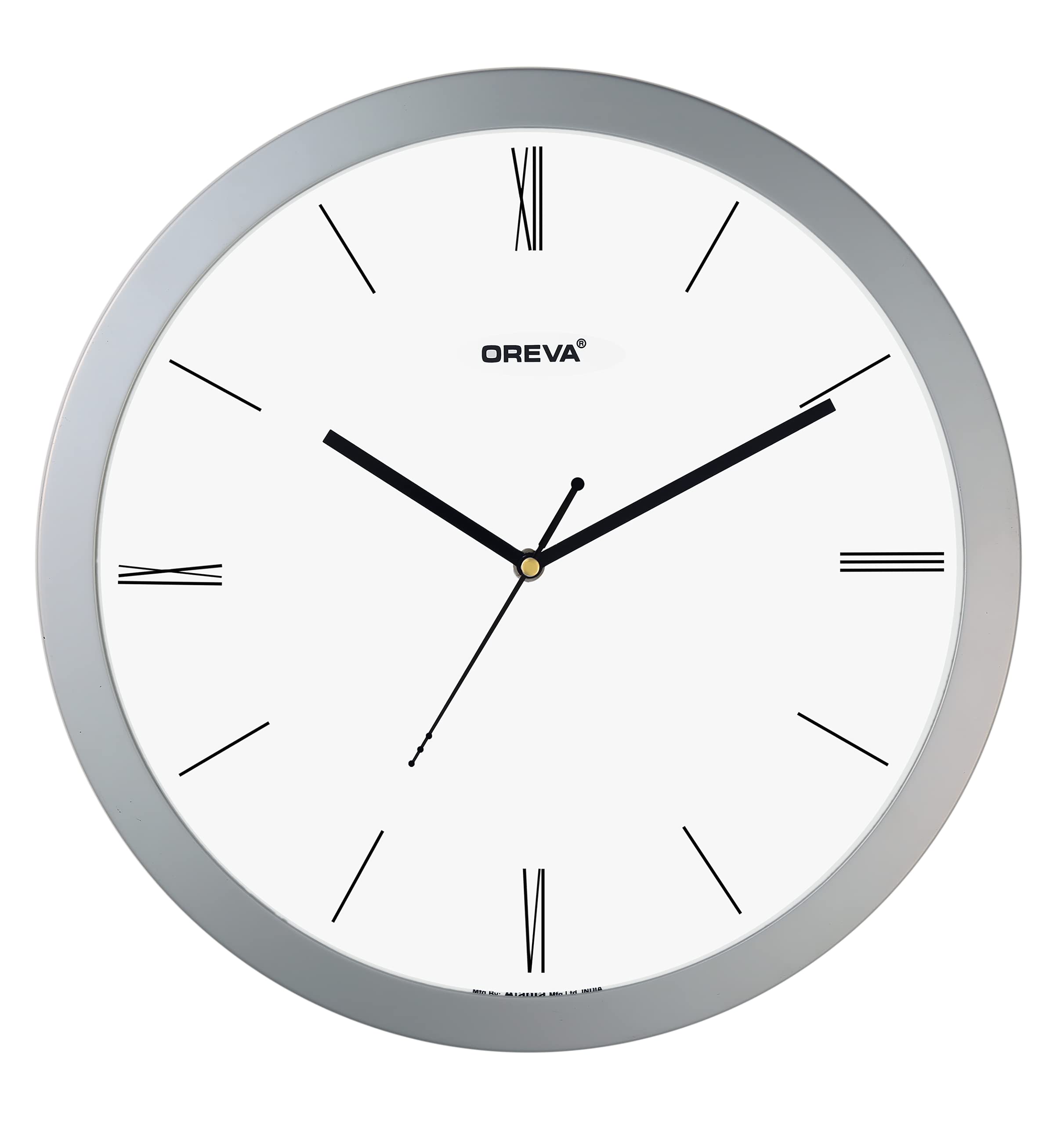 Oreva Roman Figure Round Plastic Analog Silent Movement Wall Clock (35.5 x 4 x 35.5 cm, Silver RF, AQ-1467 SS)