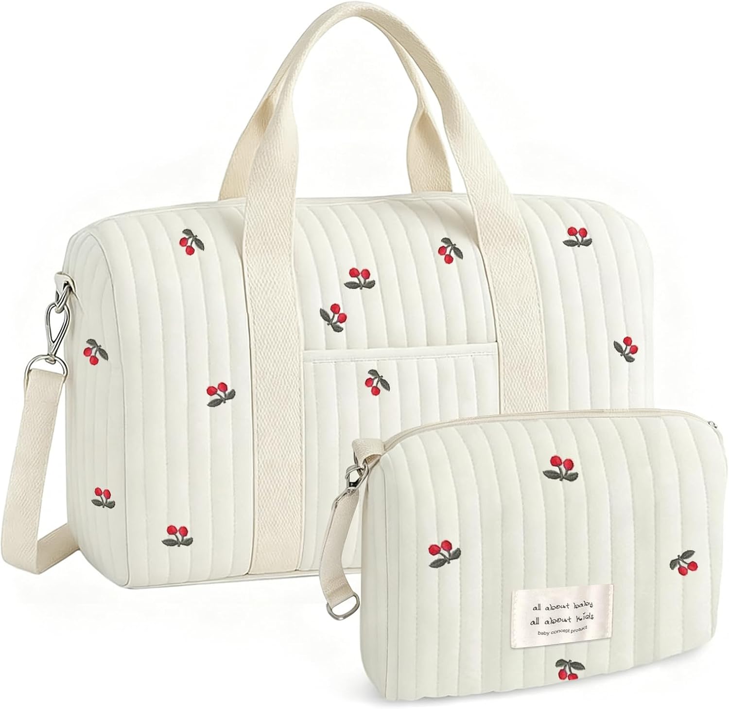 Large Hospital Bag Birth Set 2 Pieces Cotton Diaper Bag with