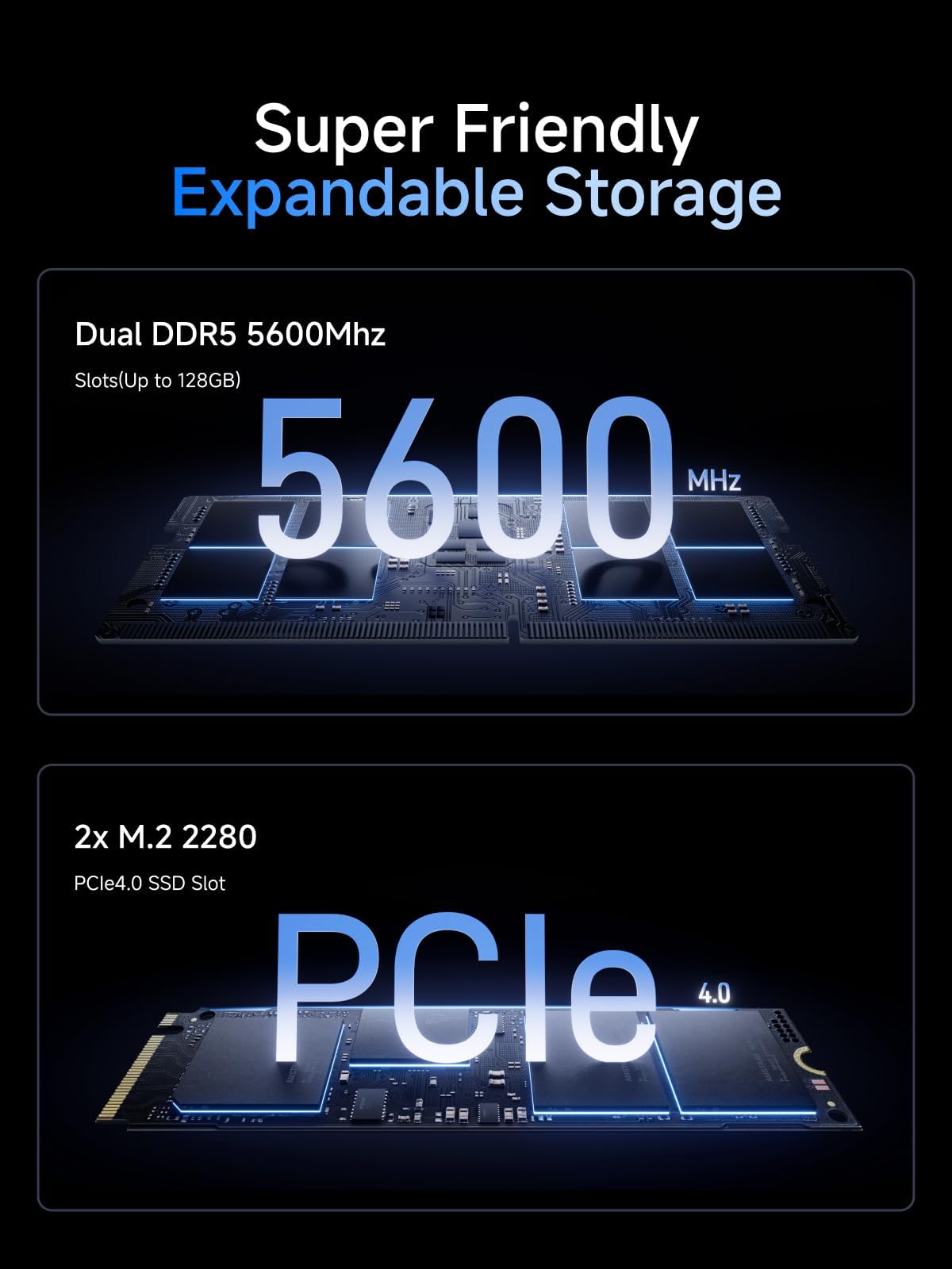 MINISFORUM M1 Pro-285H AI Mini PC Barebone with Intel Core Ultra 9 Processor 285H(16C/16T,Up to 5.4GHz),DDR5-5600GHz RAM,M.2 PCIe4.0 SSD,USB4/RAID/OCuLink/Wi-Fi 7/BT 5.4,4K Quad Display(NO RAM/SSD/OS) - 5