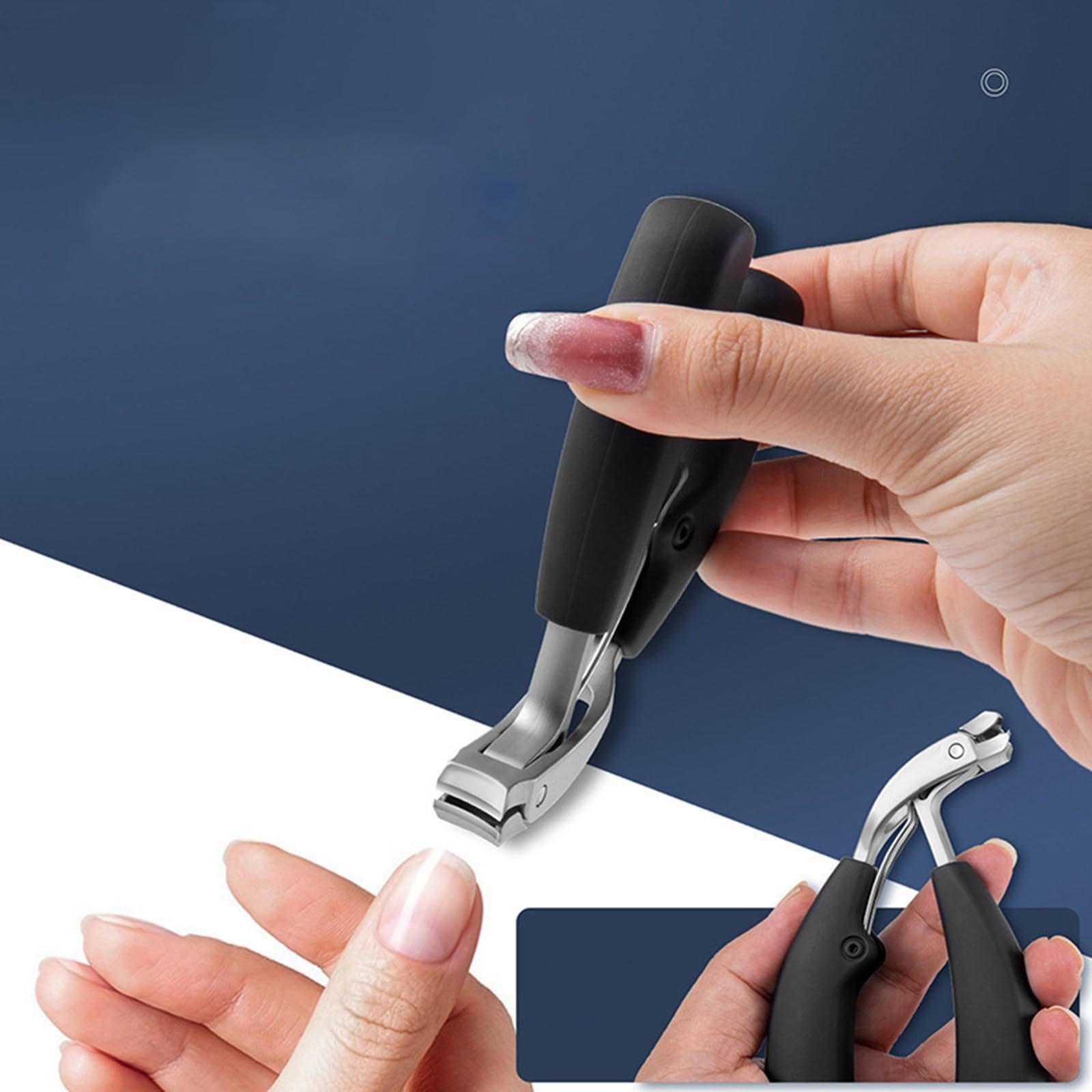 GPAHRRDNIJ Angled Head Toenail Clippers, Professional Ingrown Toe Nail Clippers for Thick Nails Seniors, Slanted Nail Clippers with Catcher, Super Sharp Curved Blade Grooming Tool (Black)