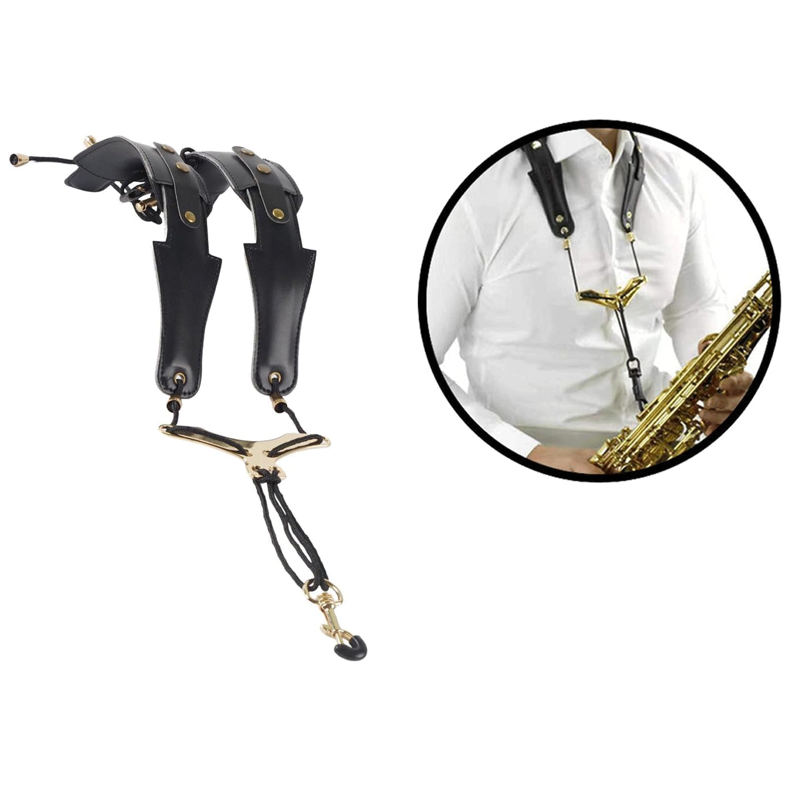 Sangle de Cou pour Saxophone avec Bandoulière Réglable et Crochet en Métal pour Adultes et Enfants