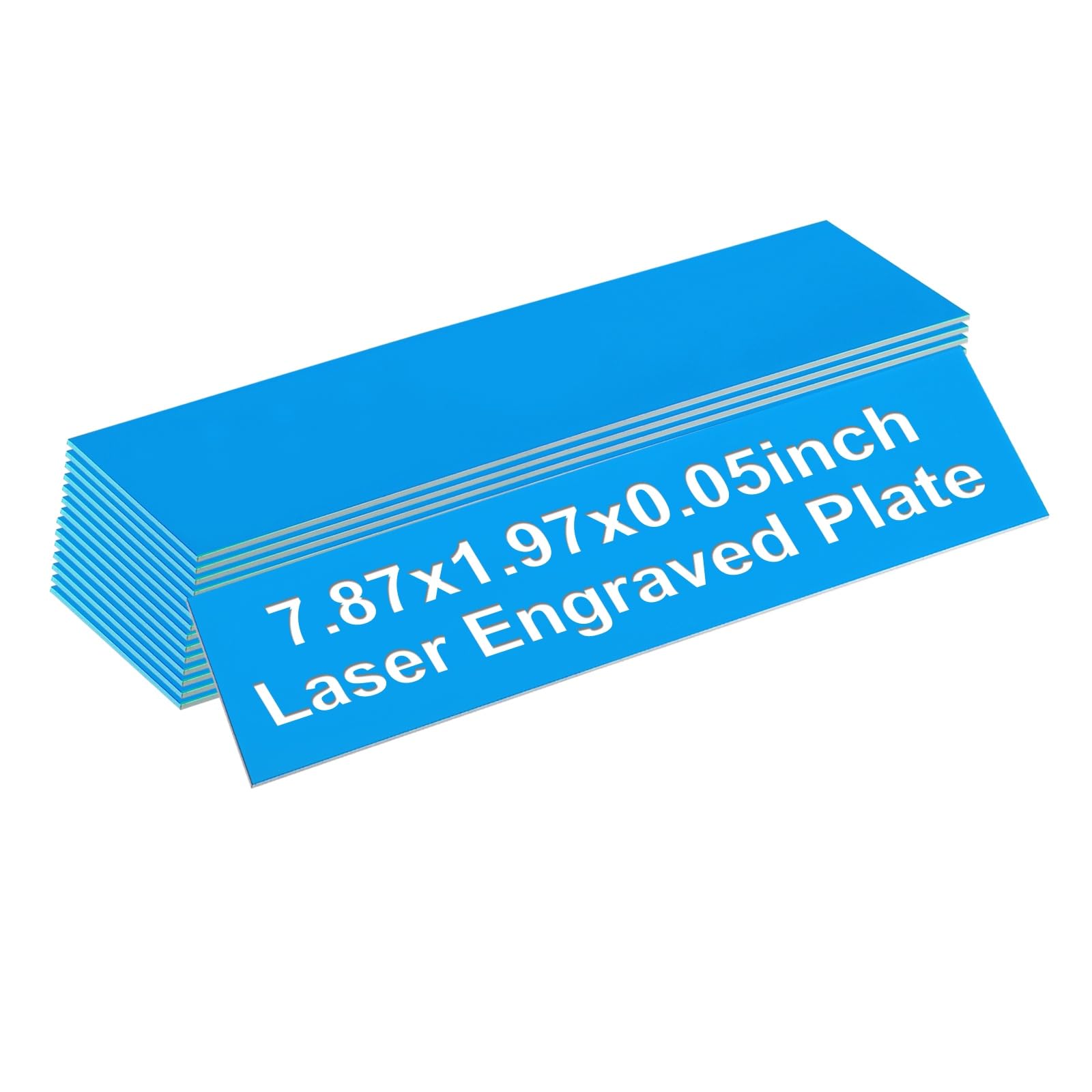 PATIKIL Blank Name Plates, 7.87x1.97" Engraved Name Plates Name Plate Personalized Custom Door Signs Desk Tags for Office Classroom, Sky Blue with White Letter, 15 Pcs