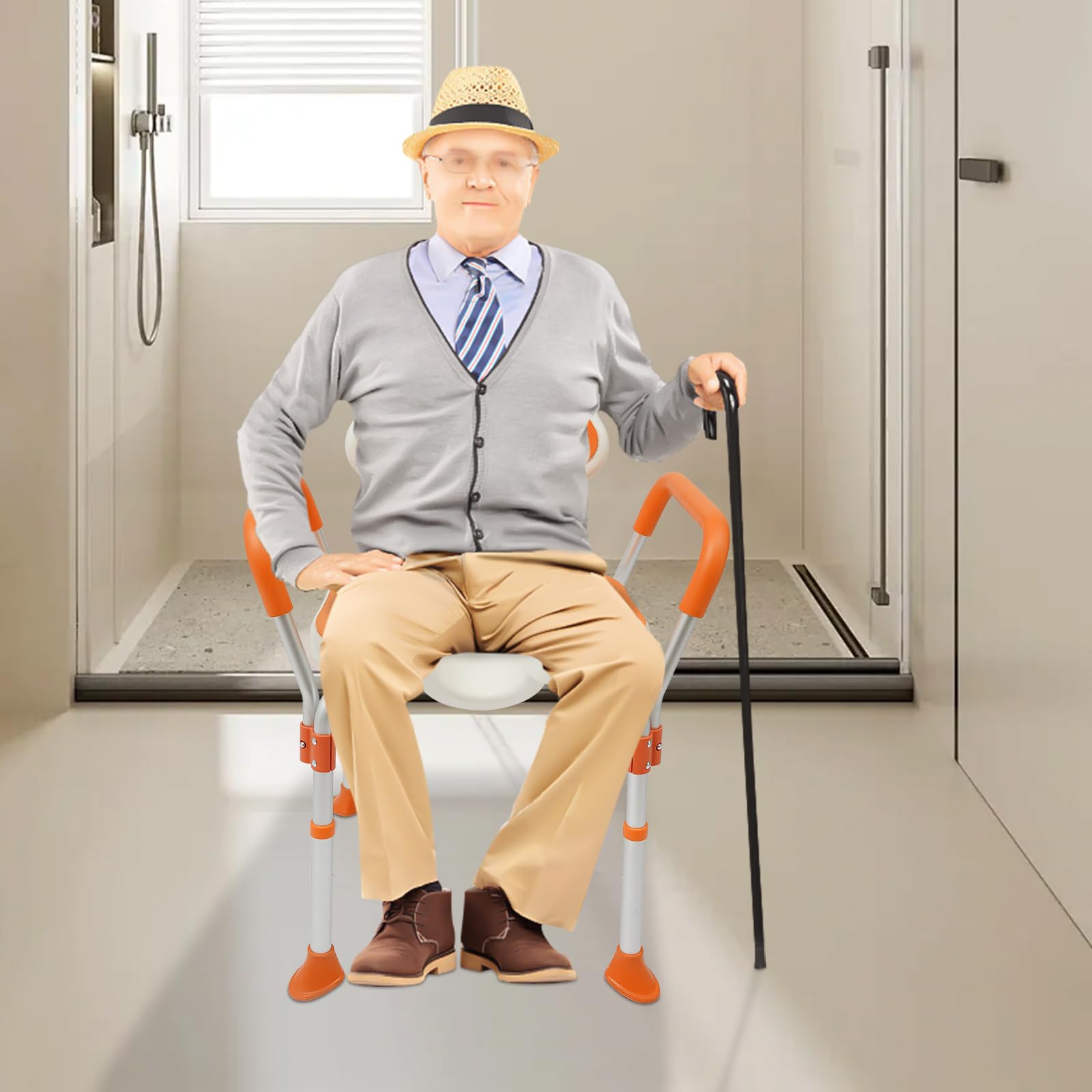 Silla de ducha, asiento de ducha con respaldo, reposabrazos, 6 niveles de altura ajustable, silla de baño para personas mayores, embarazadas, discapacitados, 125 kg