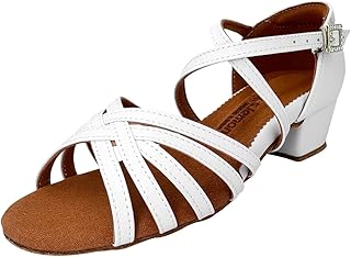s.lemon Latin Shoe,White Low Heels 3.5cm Leather Latin Salsa Ballroom Dancing Shoe for Beginners & Practice Latin White 40