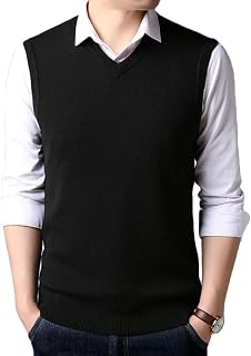 Sin Mangas con Cuello En V Business Casual Chaleco De Color Sólido Hombres