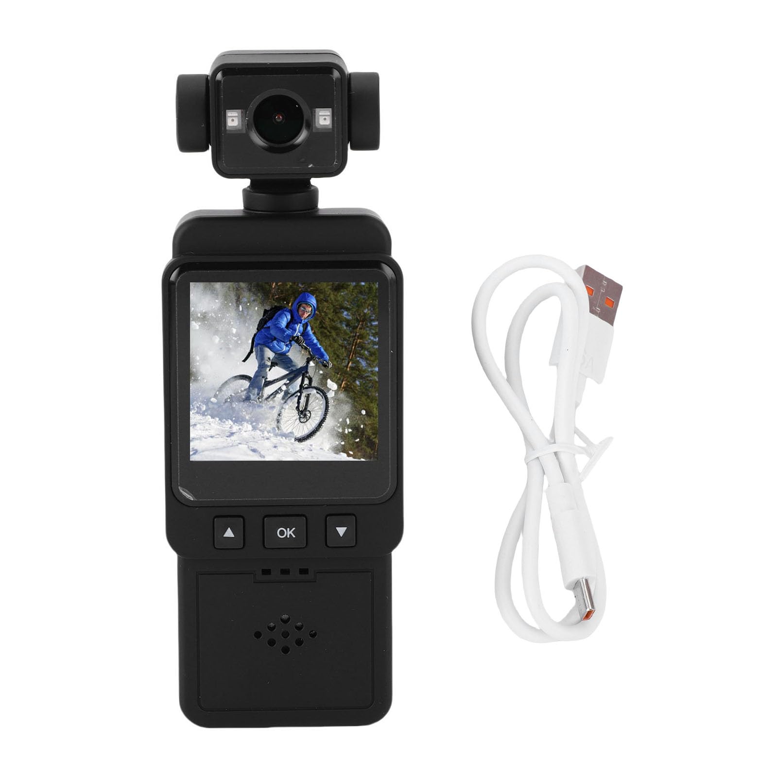 Jectse Cámara de Acción Portátil 4K, Cámara Deportiva WiFi con Giroscopio de 6 Ejes IP65, Lente Gran Angular, Equilibrio de Blancos Ajustable, para Viajes en Bicicleta y Actividades Al