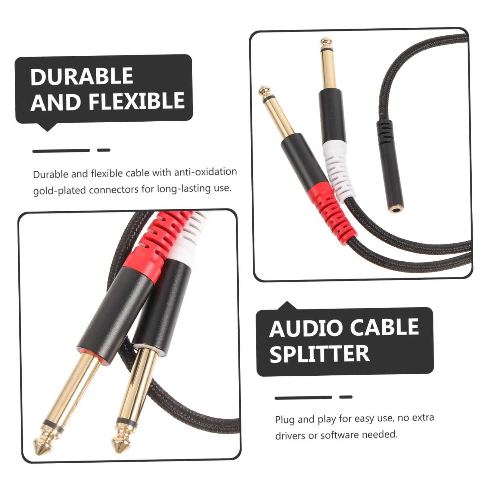 Uonlytech 5pezzi Audio Splitter Femmina Doppio Maschio Adattatore Audio Per Mixer e Chitarra Cavo Flessibile e Resistente Per Studi Di Registrazione e Sistemi Home Theater