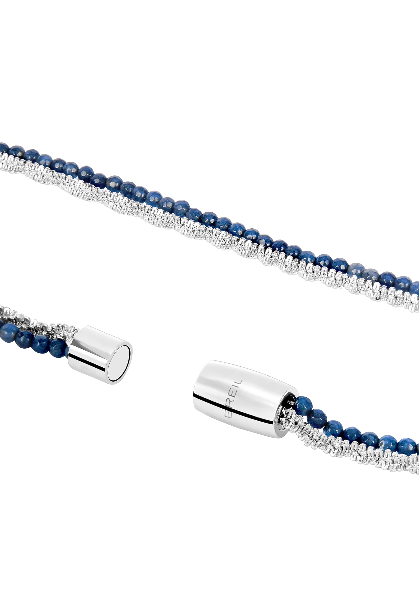 Breil, Collezione Magnetica System, Kit Bracciale e Collana Uomo Overseas, Set Gioielli Uomo con Pietre Agata Blu Oltremare, Chiusura Magnetica, Bracciale 19,5 cm e Collana 45 cm, Idea Regalo Uomo