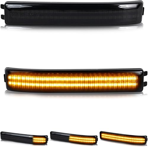 HERCOO Luces LED secuenciales intermitentes para espejo lateral, lámpara ámbar, reflector, conjunto de lentes ahumadas, compatible con Ford F150