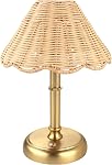Mini Lampe de table sans fil Boho Rattan, 5200-mAh Batterie rechargeable, 3-Level Luminosité Dimmable, intégrée à la construction LED 320 Lumen Max, Shade Rattan, pour Table de restaurant côté lit