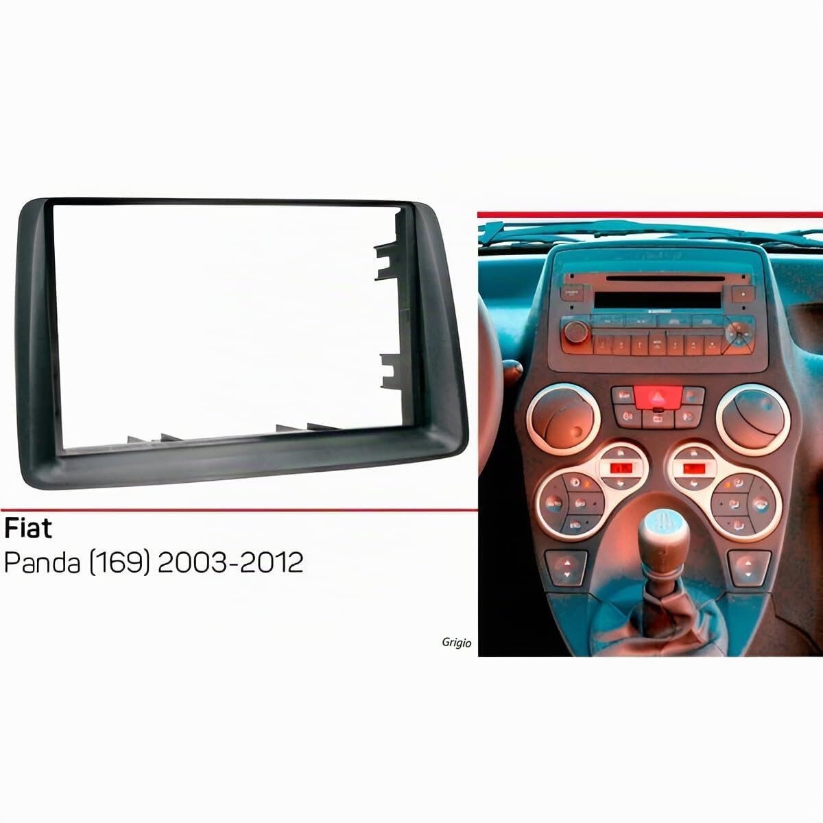 Sound way - Kit Montaggio adattatore Autoradio, Mascherina 2 DIN compatibile con Fiat Panda (169) 2003-2012