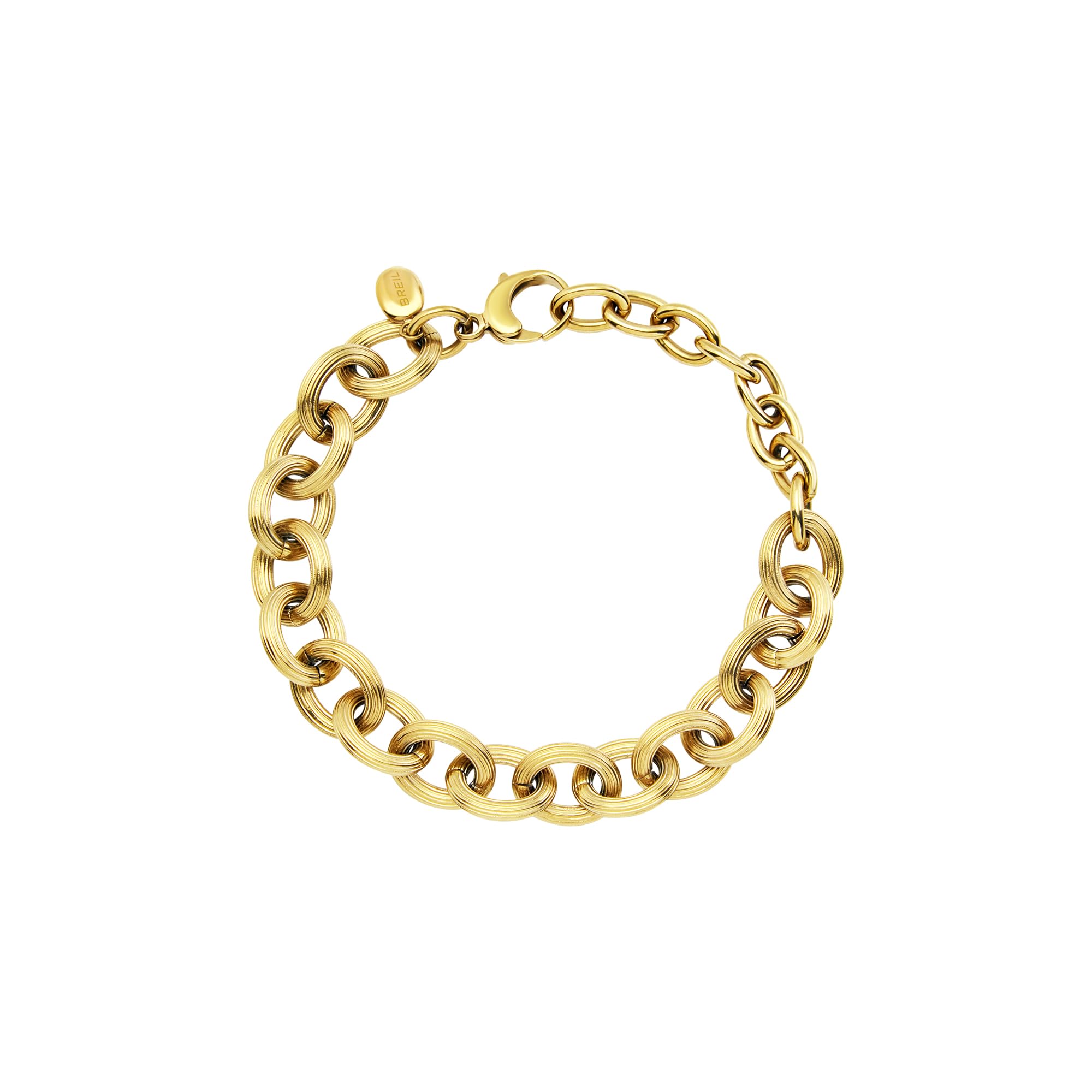 Breil, Collezione Moor, Bracciale Donna In Acciaio, Catena Con Malie Ovali E Texture Zigrinata, Chiusura A Moschettone, Lunghezza Regolabile-image