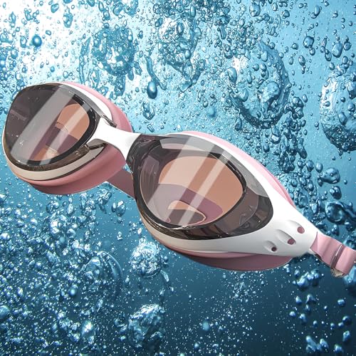 HSTWODE Occhialini da nuoto ottici con intensità visiva | diottrie: da -0 a -6,0 | nero e rosa | anti-appannamento | protezione UV | ottima vestibilità | inclusa scatola stabile (rosa, -3,5)
