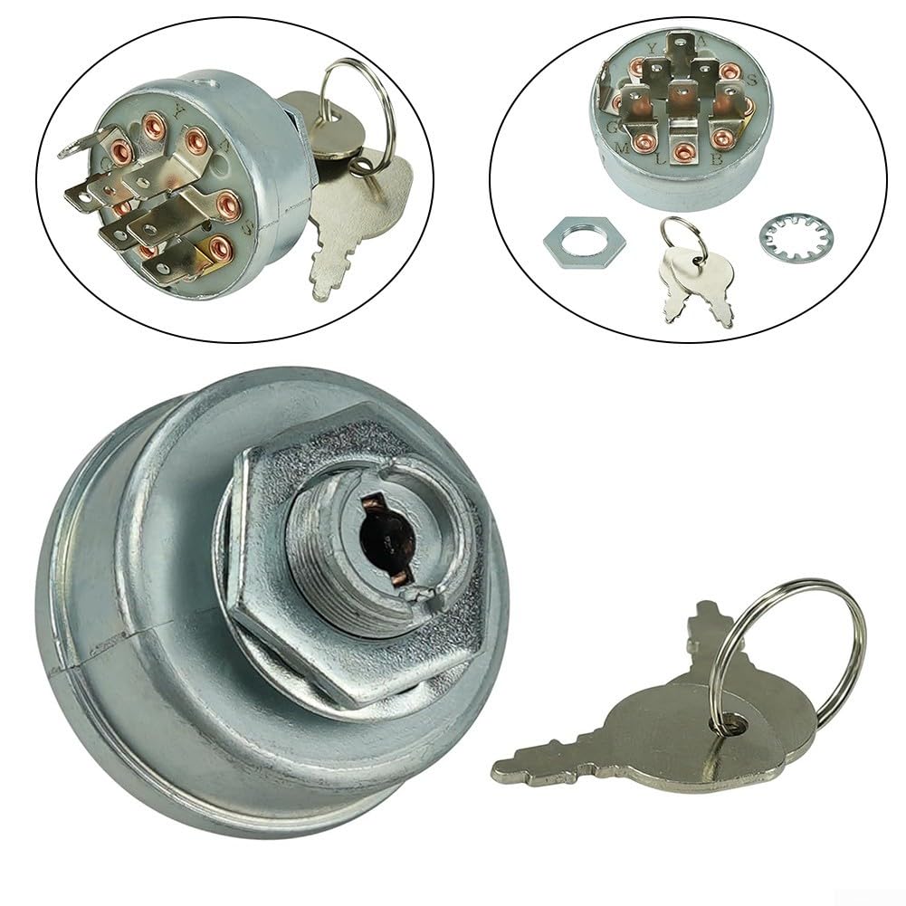 Interrupteur d'allumage et de démarrage pour husqvarna, Contacteur avec 2 clés, 7 bornes de rechange pour modèles 725-1717 et 925-1717, Pour Huqvarna pour Poulan Tracteur Tondeuse