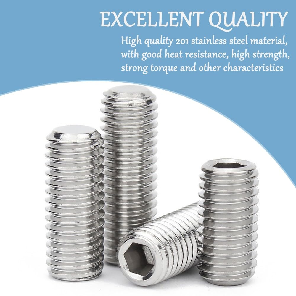 Viti Senza Testa a Brugola - Acciaio Inox Perno Filettato Argento Vite a Macchina Viti Metalliche, M6 x 40mm (20 Pezzi)