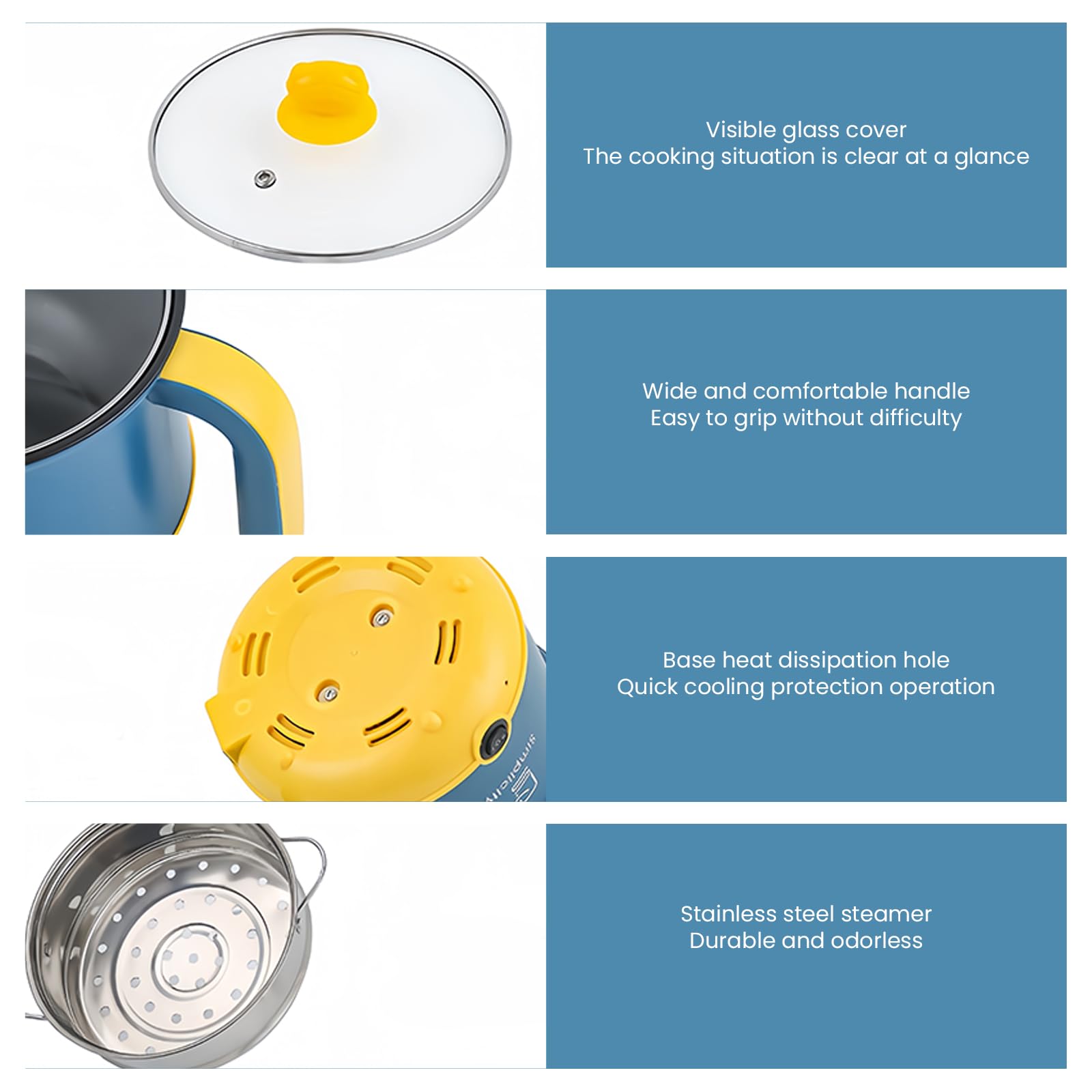 Elektrischer Hot Pot 1,5L Mit Dampfgarer - Mini Multikocher Für Büro & Home