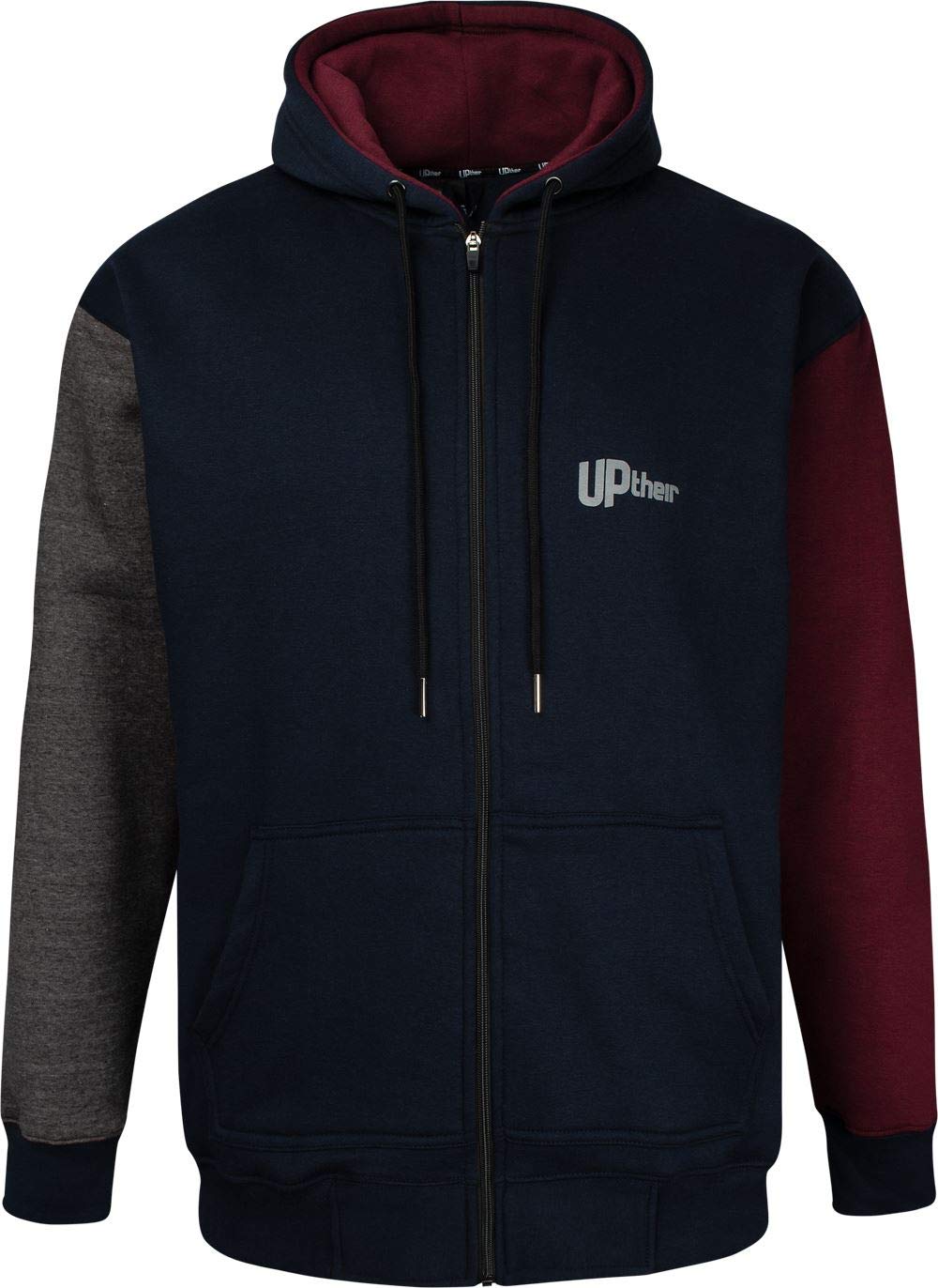 Uptheir Men's Mars Zip Hoody with Contrast Sleeves - Navy (UK, Alpha, L, Regular, Regular)