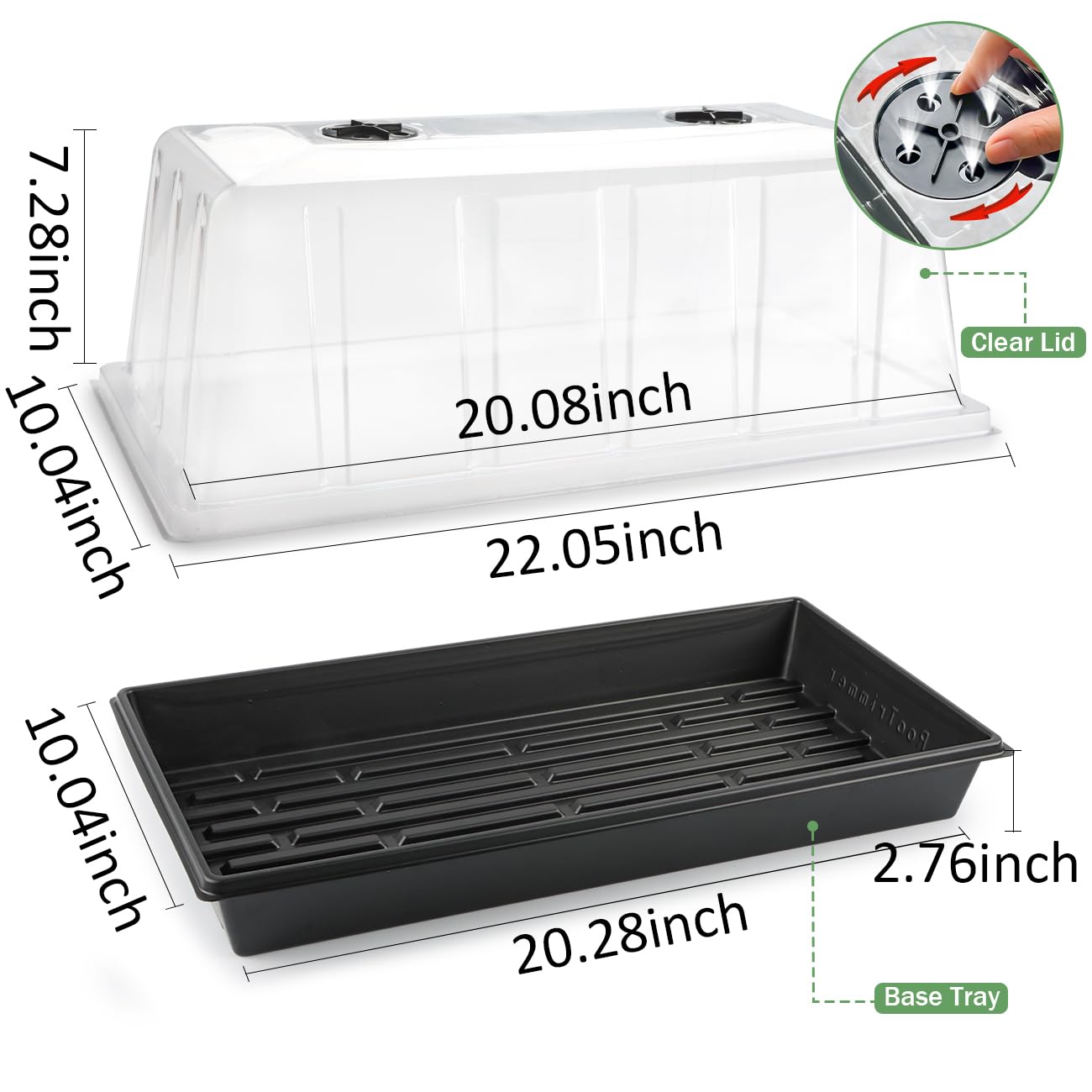1020 Pflanzschale mit hoher 18,5 cm Kuppel, 5er-Pack, extra große Samen-Starterschale mit Feuchtigkeitskuppeln, robuste 1020 Tabletts und Wohnungen mit Deckel, Samenkeimung, Mini-Gewächshaus, kein