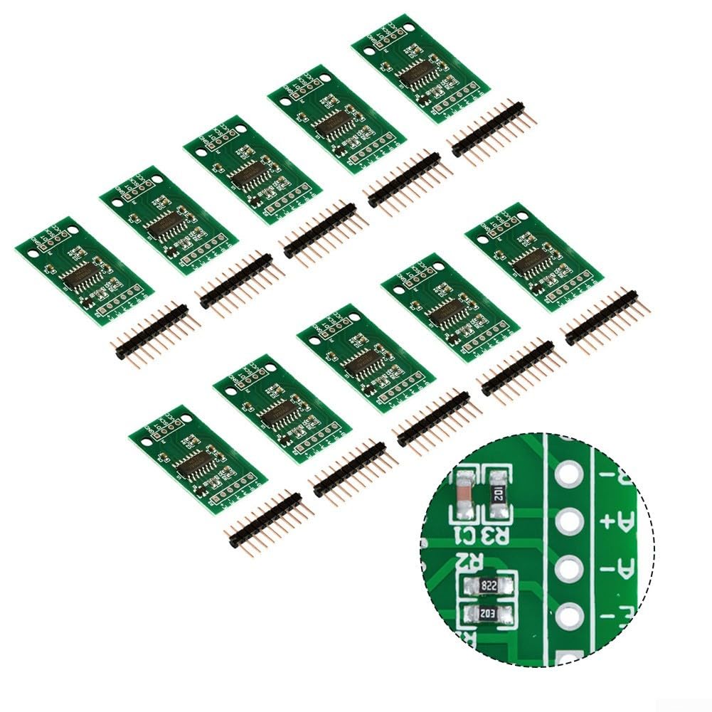 HX711 Modulo cella di carico con ADC a 24 bit e canali di ingresso doppi, guadagno programmabile per Arduino, basso consumo energetico, confezione da 10 (scheda grande)