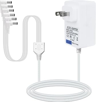 AC/DC 4.5V Power Adapter Compatible with Lemax Lighted Accessory 74707 74295 84428 94566 94527 94563 94564 64517 44241 Fits for Christmas Micro Lighting Building Decoration White, 6 Output