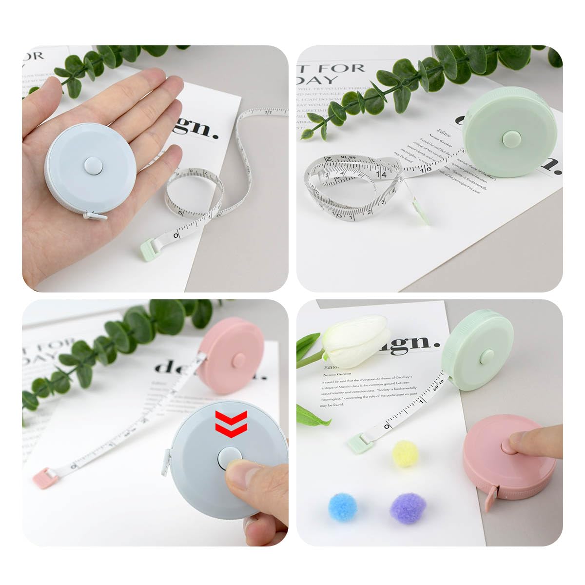 3 Pack Retractable Tape Measure Measuring Tape for Body Sewing Tape Soft Tape Measure for Tailor Fabric Cloth Craft Weight Loss Measurements 60-Inch 1.5 Meter Dual Sided Scale Ruler (Green Pink Blue)
