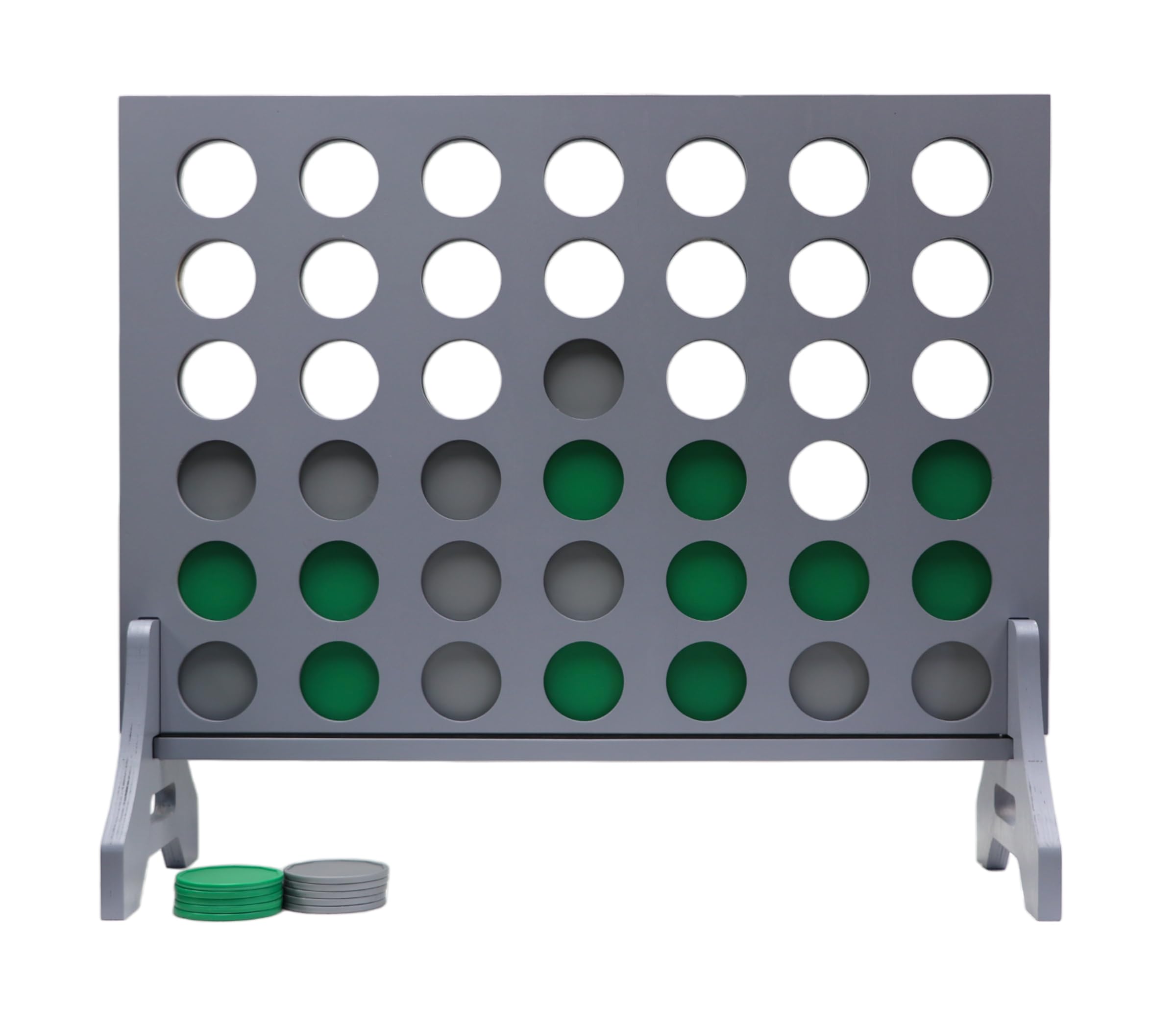 Giant 4 in a Row Game for Family &amp; Adults – Tailgating Pros Jumbo Grey Wooden Four in a Row Indoor &amp; Outdoor Yard Game for Family Party Fun, Portable Activities for Patio, Backyard, and Camping