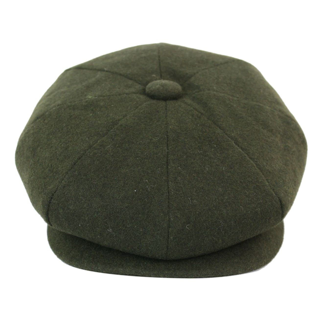 Infinity Leather 8 Panel Newsboy Cap Wool Gatsby Baker Boy Grandad Irish Hat Olive S