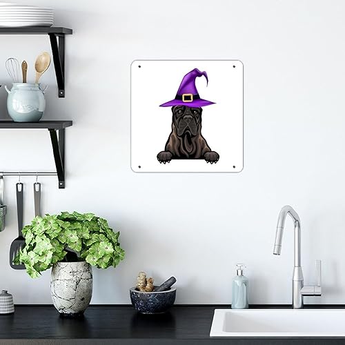 Miniatura 7 de Letrero de metal para decoración del hogar, decoración de Halloween, Presa Canario, regalos personalizados, pósteres de perro, gato, calabaza,