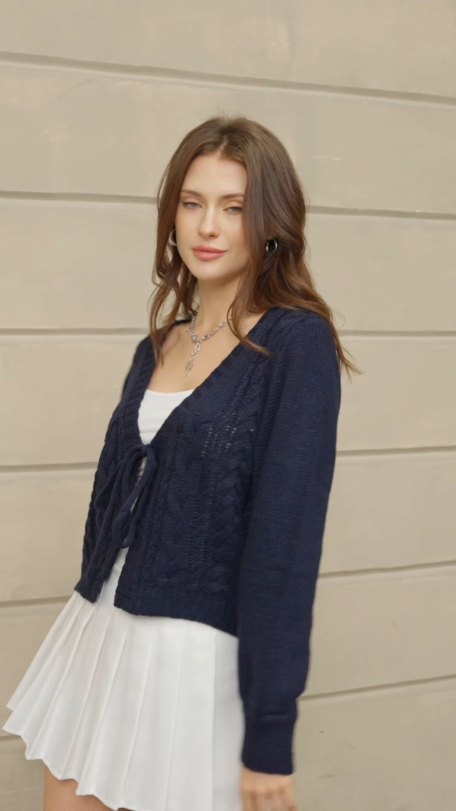 SOLY HUX Cardigan Sweaters for Women Cropped Tie Front Bow