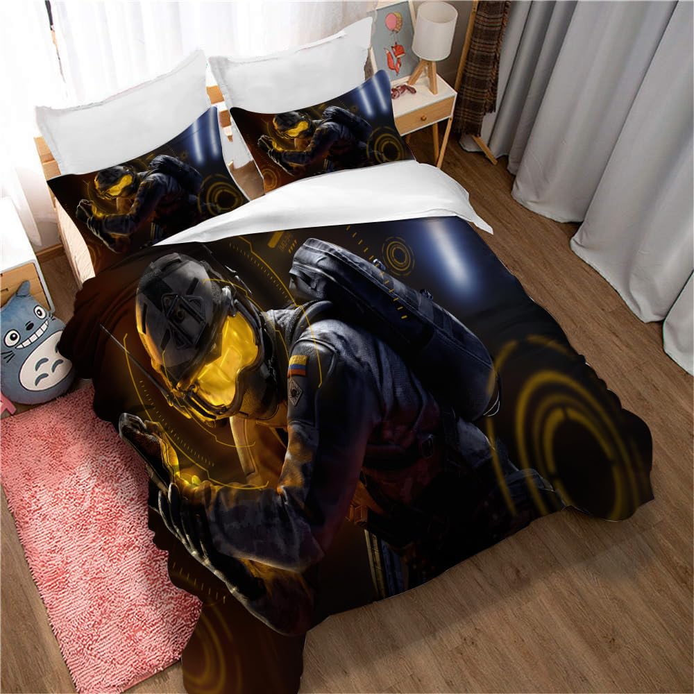 Ste-X Girls Tcrss 02 Duvet Cover Set Tom Clancy's Rainbow Six Siege Bedding Set Kawaii Bedding Set Lovely Duvet Cover Quilt Cover Soft Bedspread Cover (200X200cm(Double),)