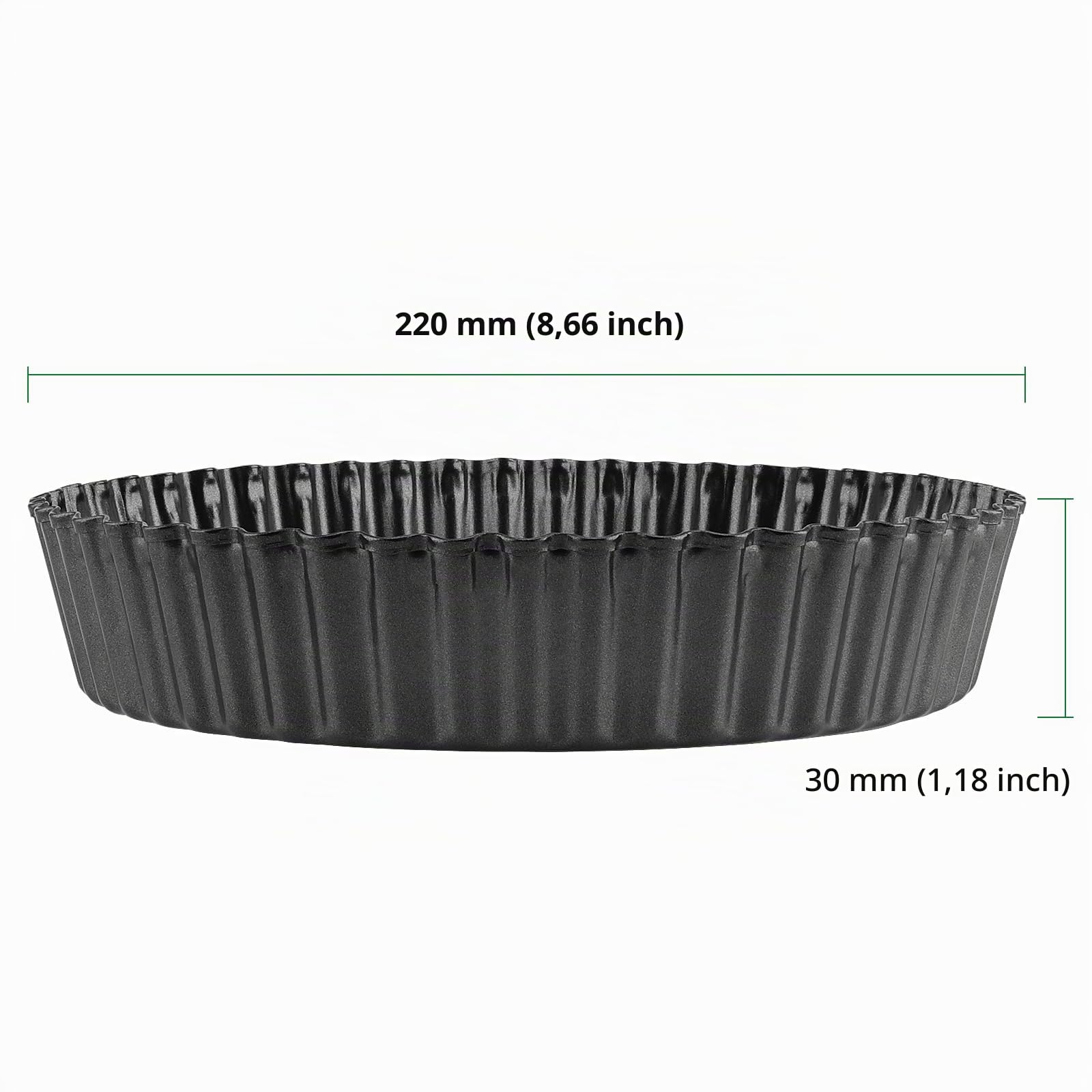 HAKZEON Lot de 3 moules à quiche antiadhésifs de 22 cm avec fond amovible, plat à quiche cannelé amovible pour quiches, tartes, flans, fromage