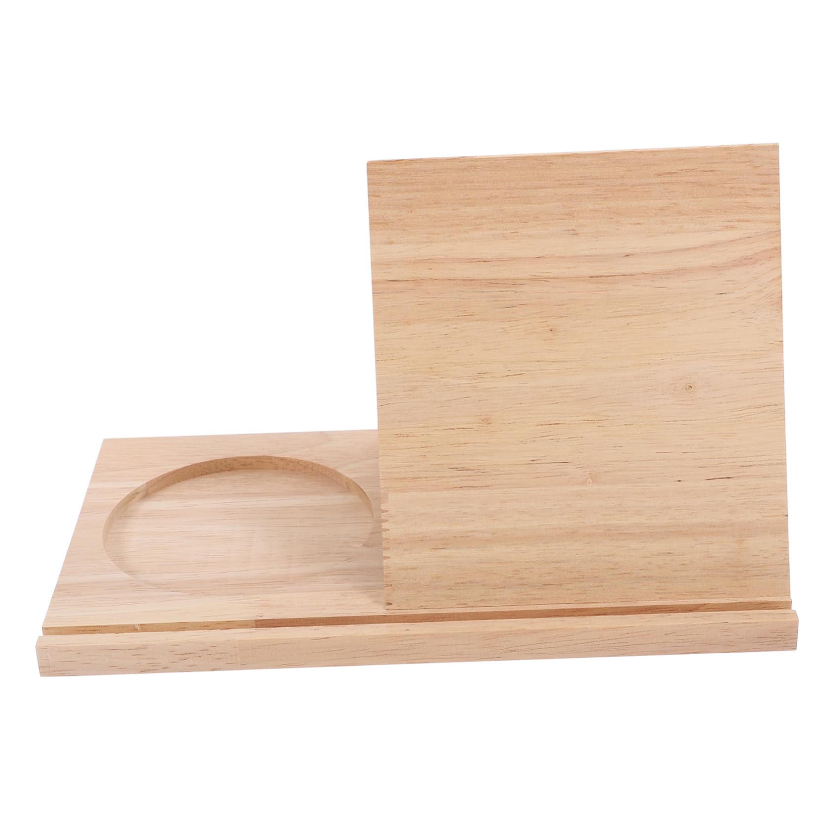 TEHAUX Leggio in Legno Triangolare Con Portabicchieri Scaffale Per Libri e Riviste Supporto Per Poggiapagina Organizzatore Da Scrivania Per Piccoli Spazi Abitativi