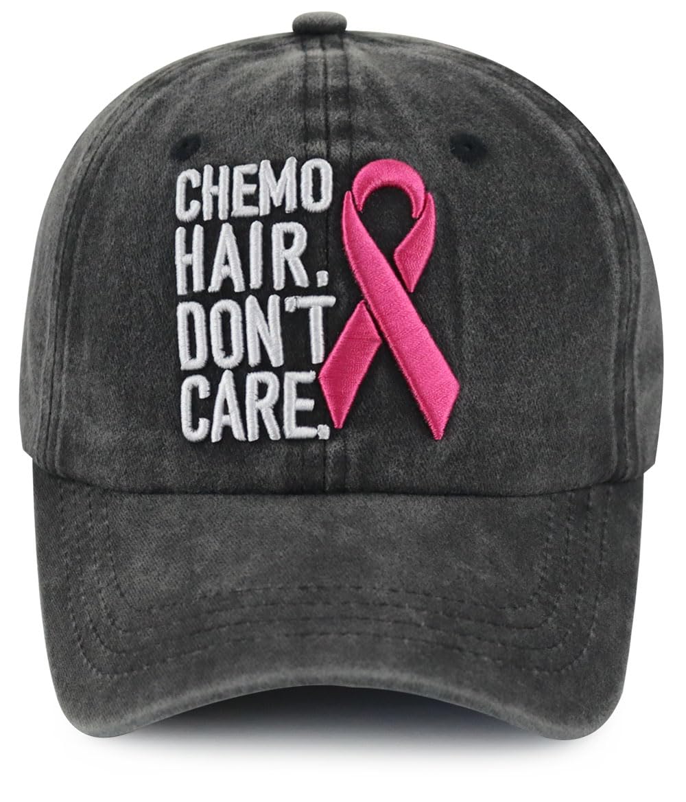 Kahhrepa Chemo Hair Don't Care Hat for Women, Funny Adjustable Cotton Embroidered Retirement Baseball Cap