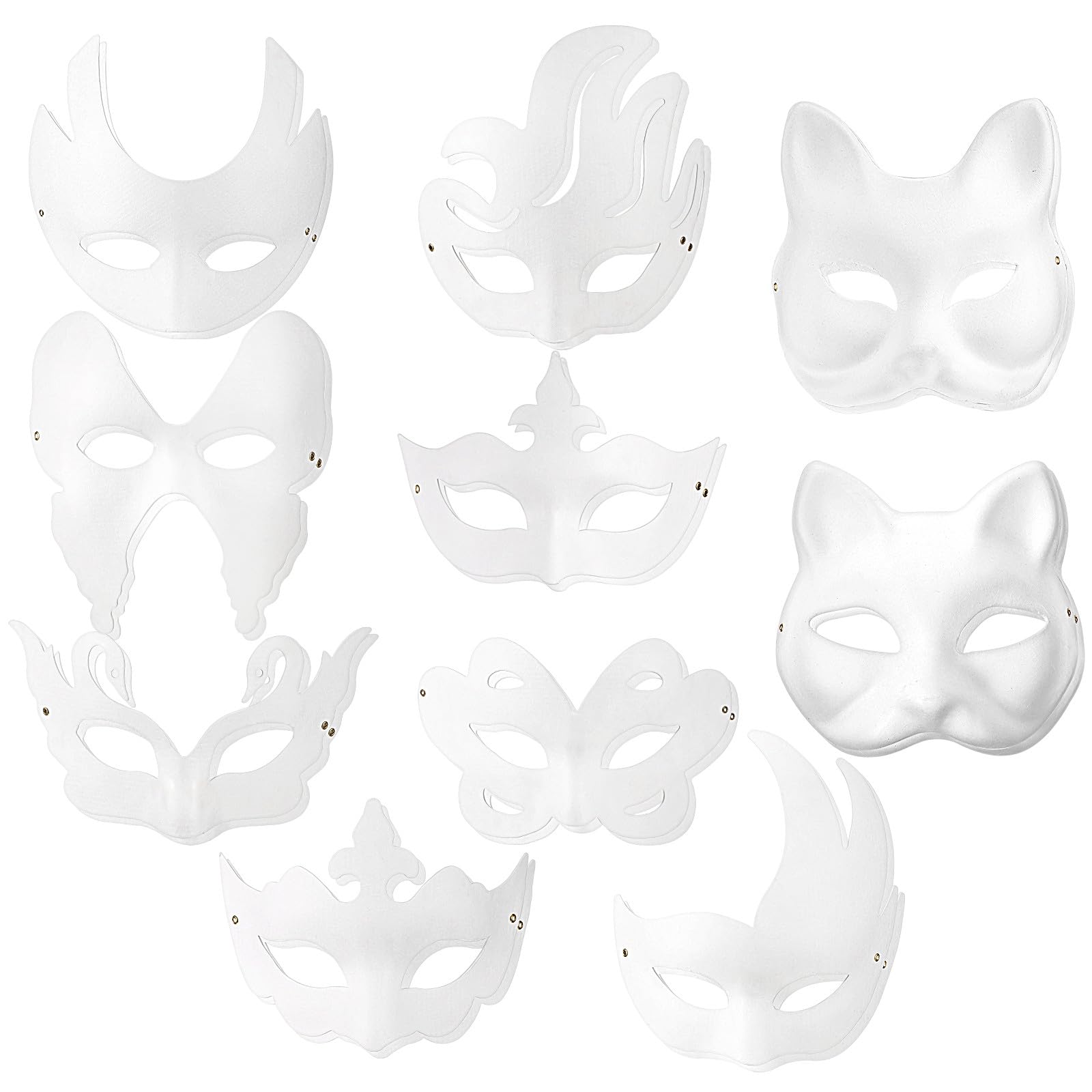 Masques en pâte de papier blanc lot de 20 pour customisation - 8