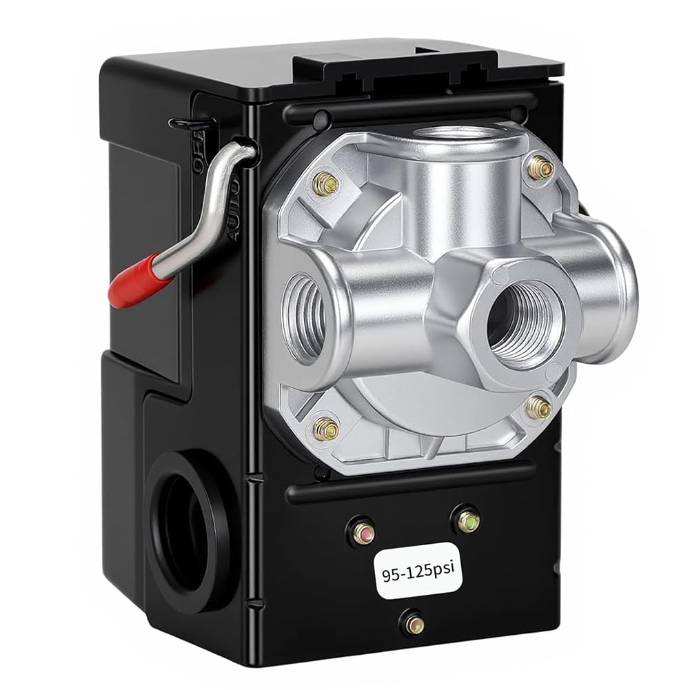Xnuiasqe LF10-4H 95-125 PSI Air Compressor Pressure Switch Control NPT1/4 Connection 4 Port 20A